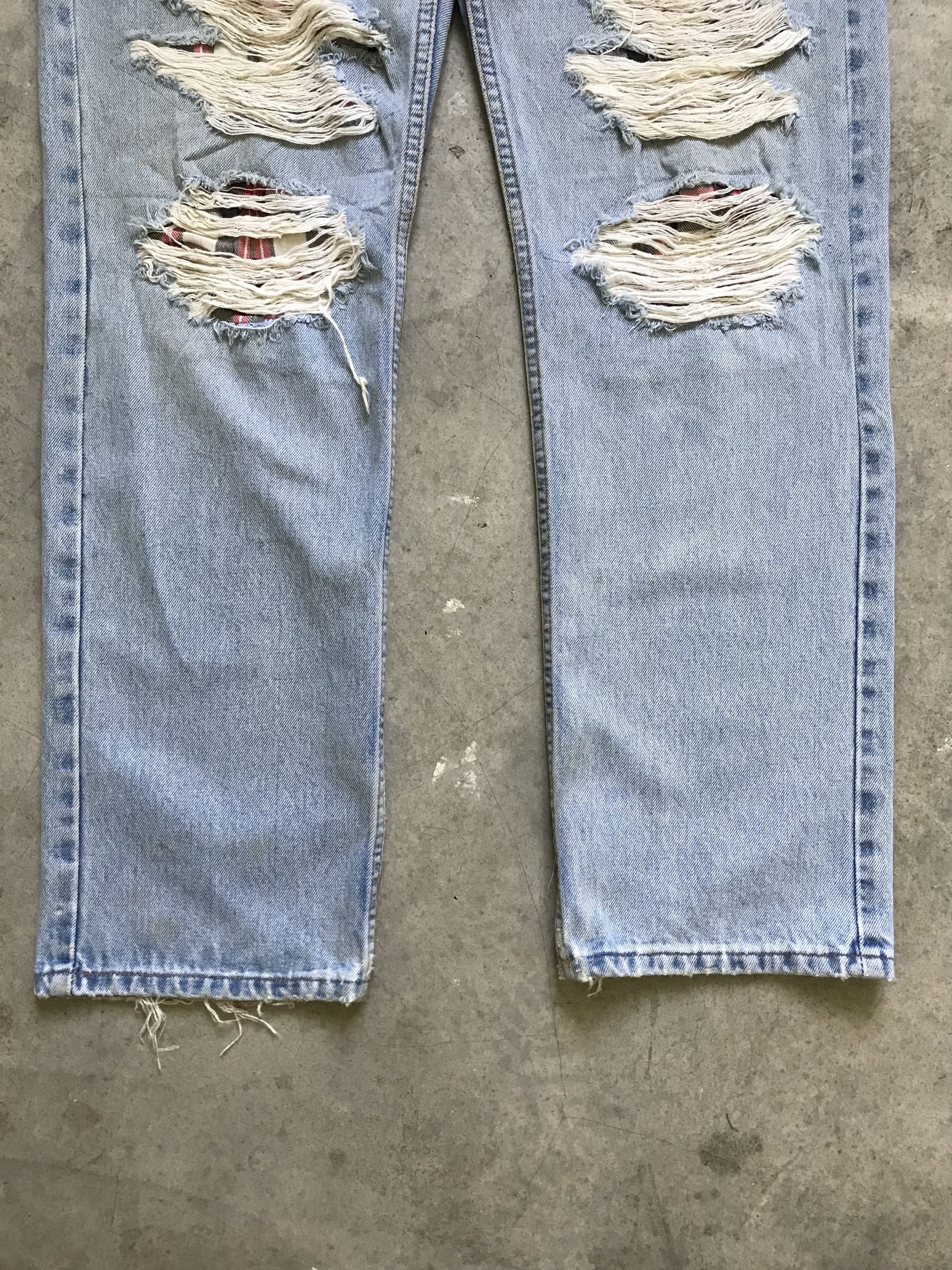 Levi's VLEV8 - Vintage Levis x Plaid Knee Distressed Denim Size US 34 / EU 50 - 6 Thumbnail