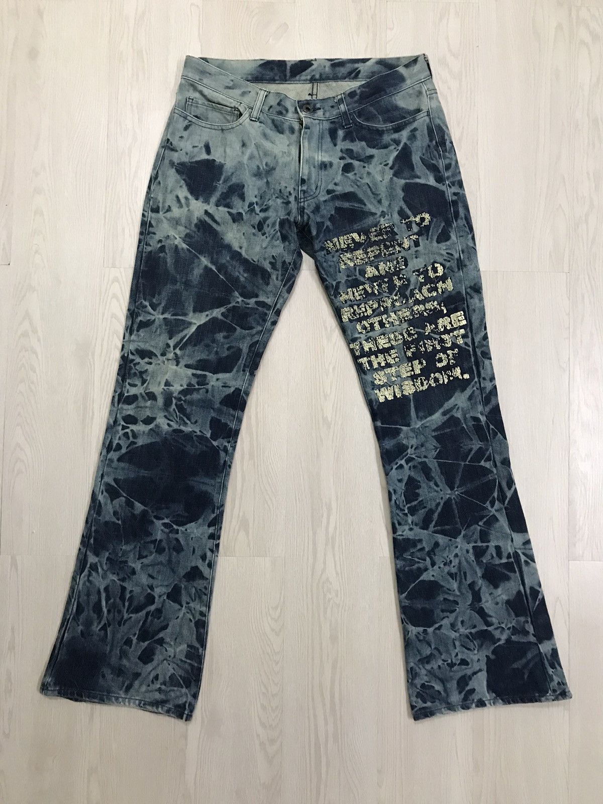 Japanese Brand × Vintage Vintage Edge Rupert Japan Asid Wash Flared Jeans Size US 33 - 1 Thumbnail