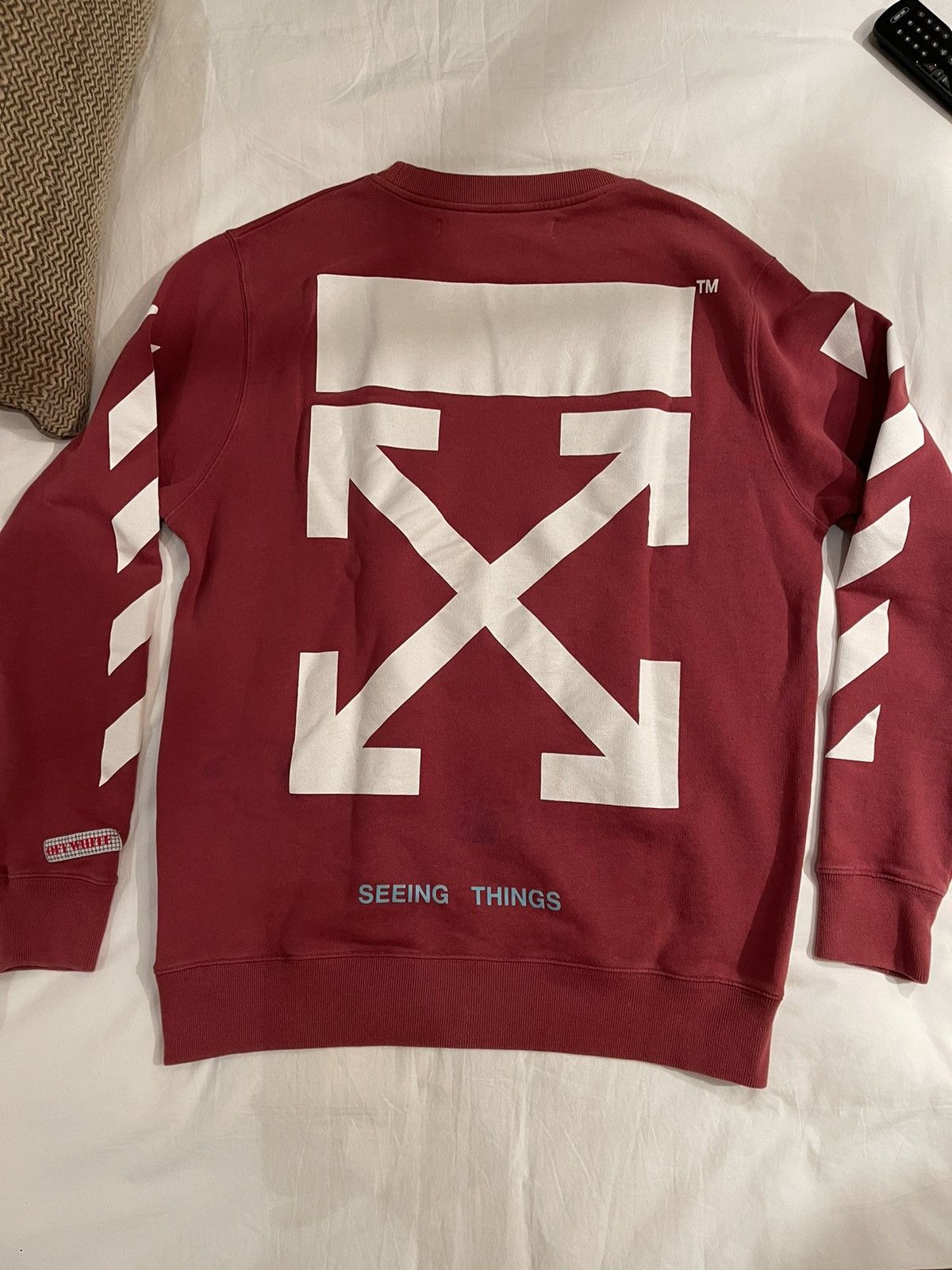 Off-White Off-White burgundy ‘Seeing Things’ Arrow Crewneck Sweater Size US L / EU 52-54 / 3 - 2 Thumbnail