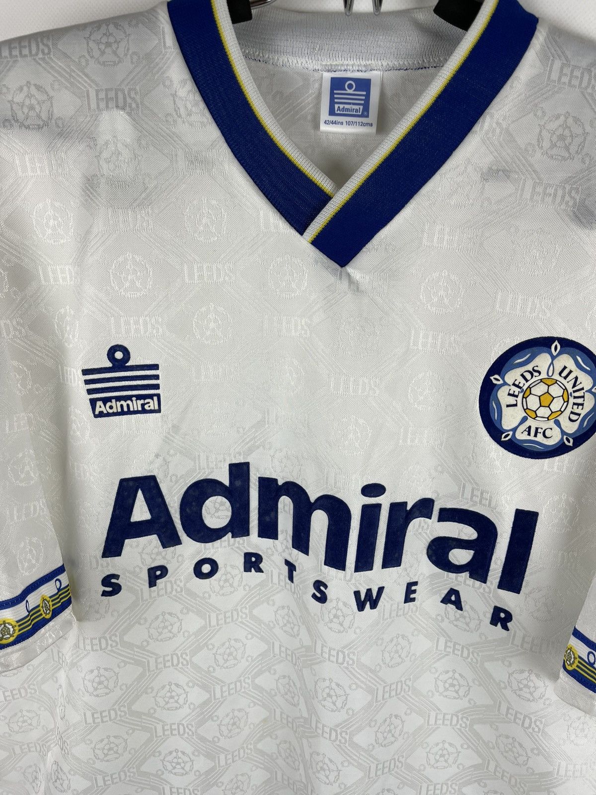 Vintage Admiral Leeds United 1992 1993 home soccer jersey football Size US L / EU 52-54 / 3 - 4 Thumbnail