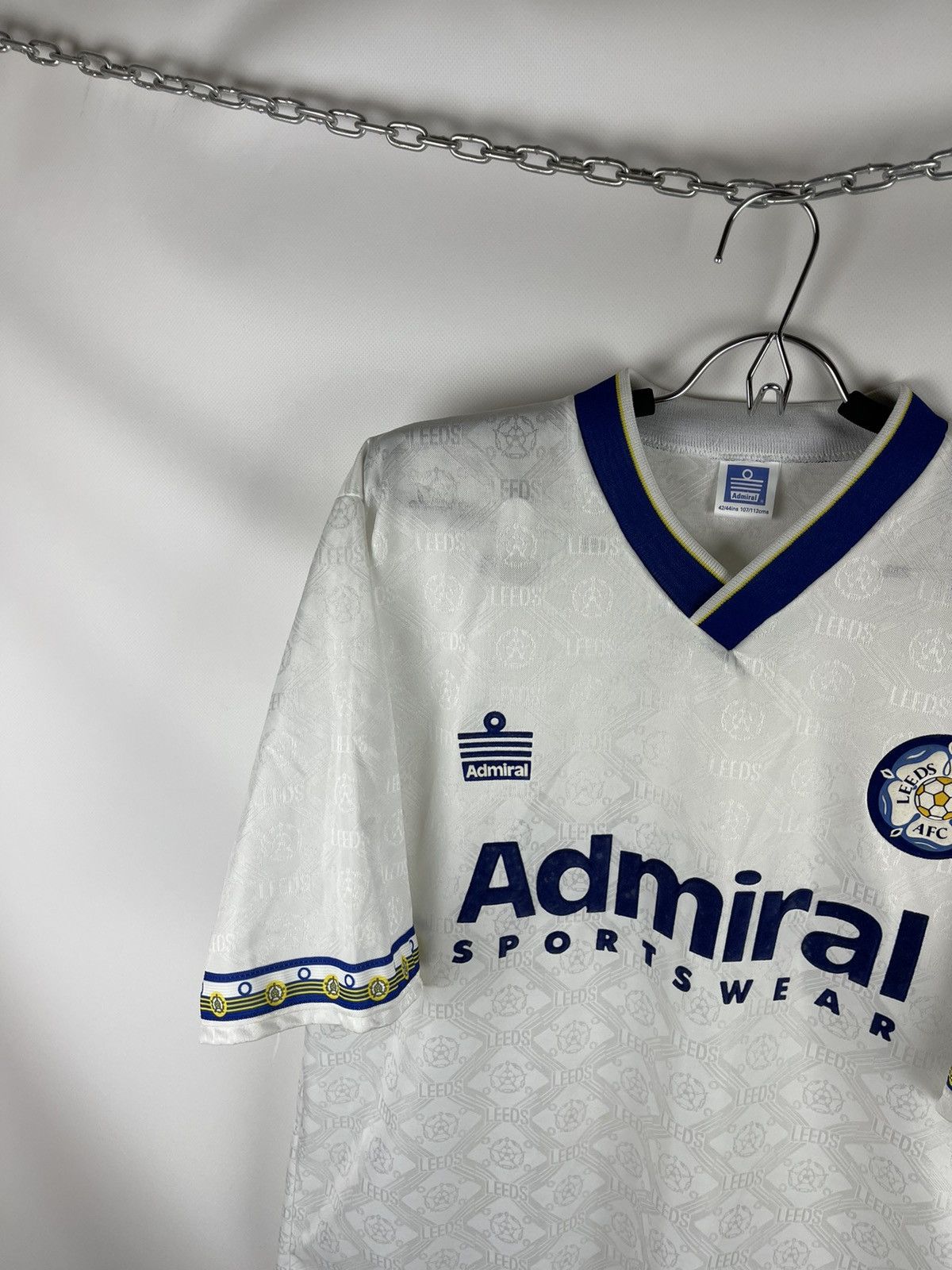Vintage Admiral Leeds United 1992 1993 home soccer jersey football Size US L / EU 52-54 / 3 - 2 Thumbnail