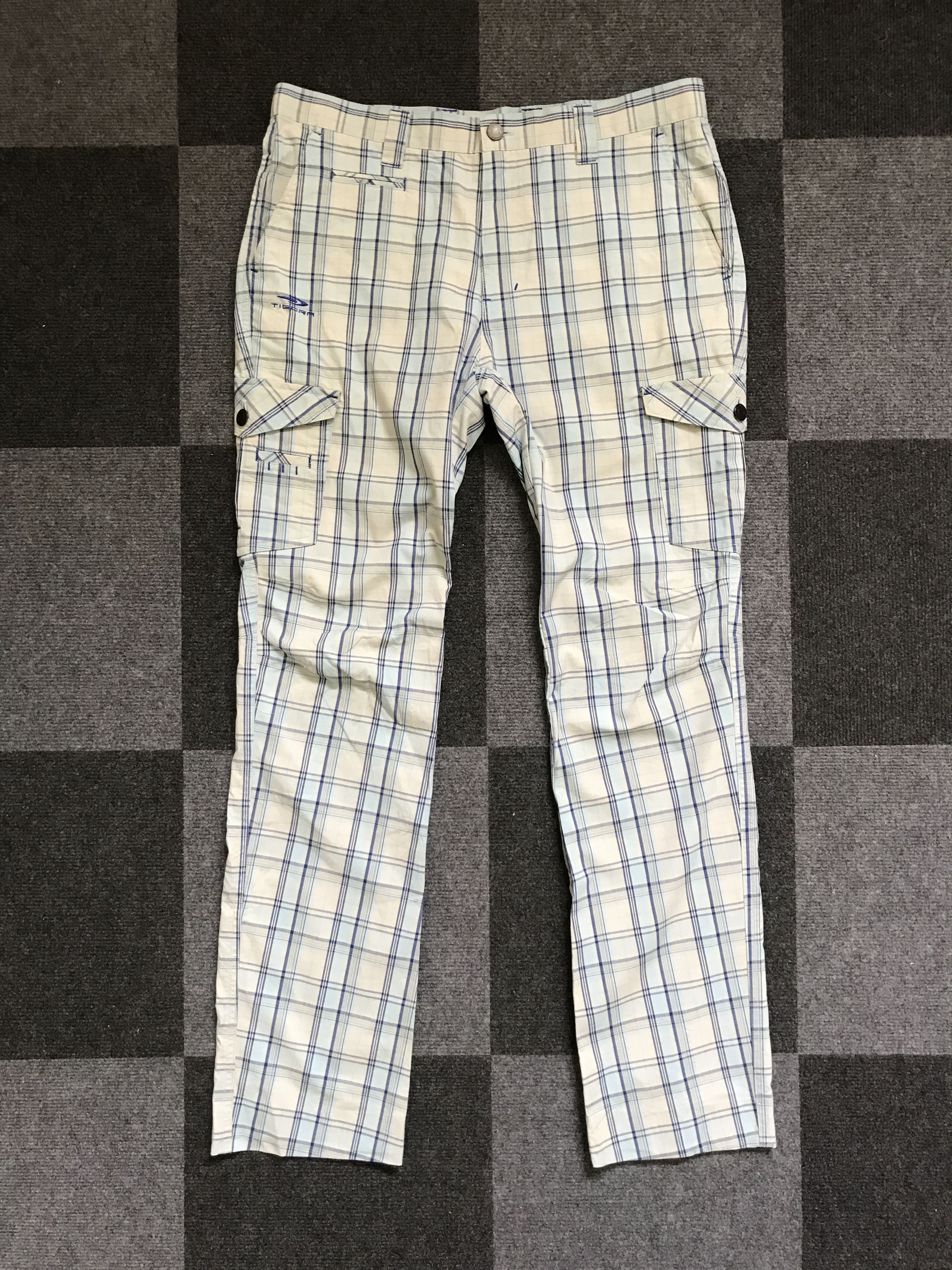 image of Cp215 Tigora Blue Plaid Light Cargo Pant, Men's (Size 33)