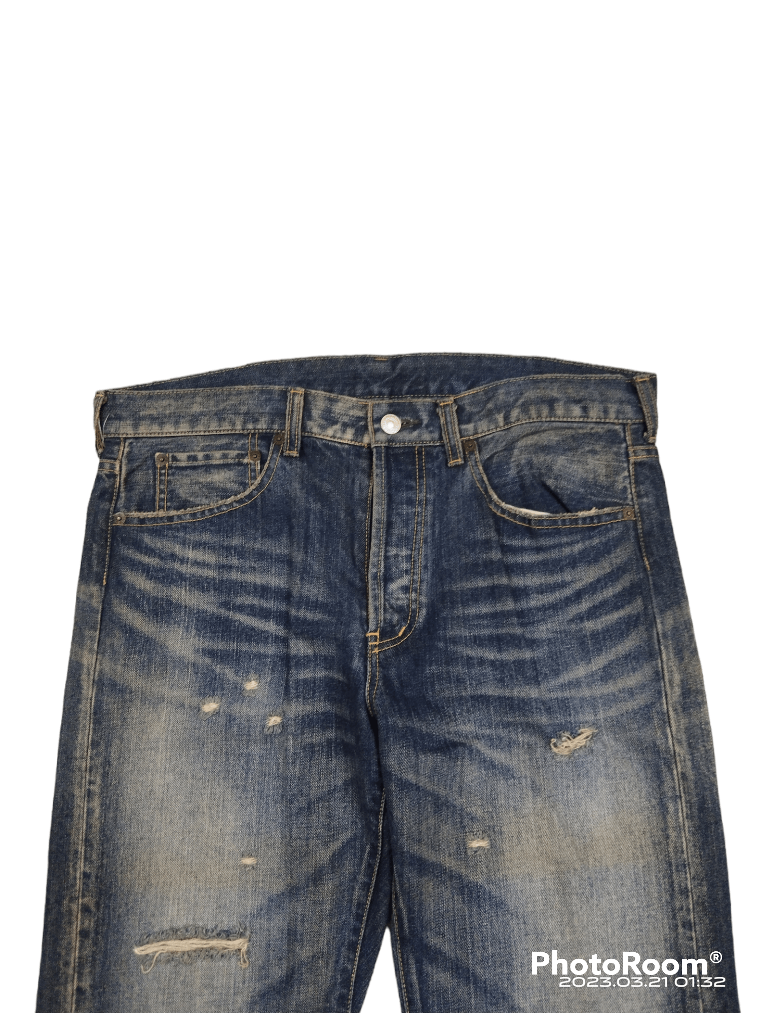 Takeo Kikuchi DiSTRESSED RIPED TAKEO KAKUCHI JAPAN DENIM PANTS Size US 33 - 3 Thumbnail