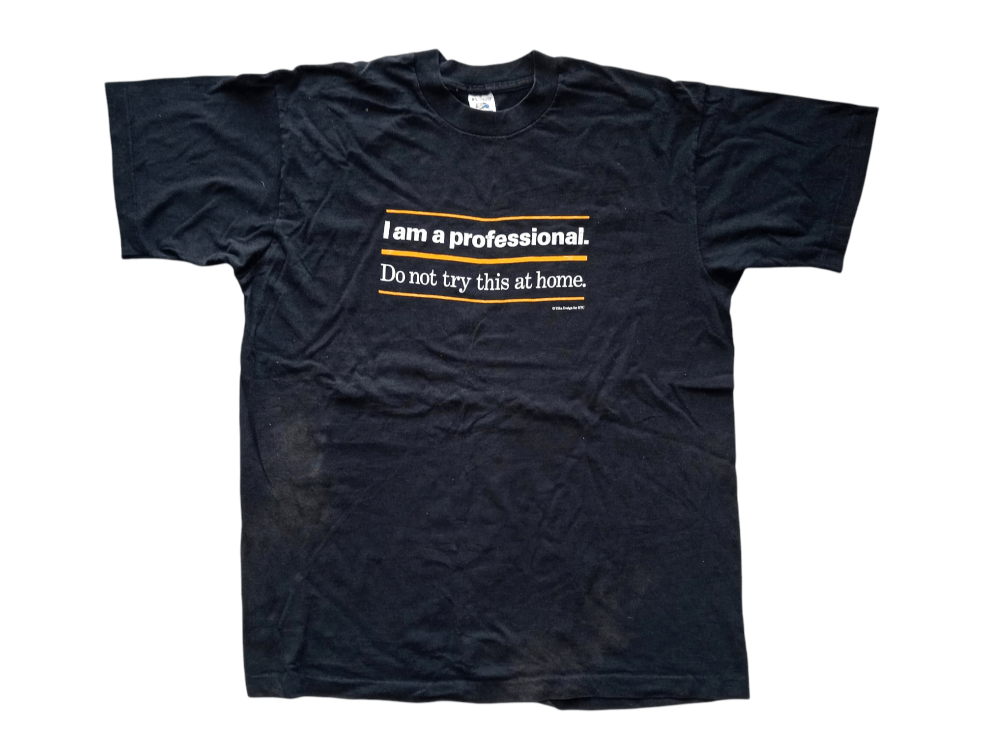 image of Vintage 90's I Am A Professional Wording T-Shirt in Black, Men's (Size XL)