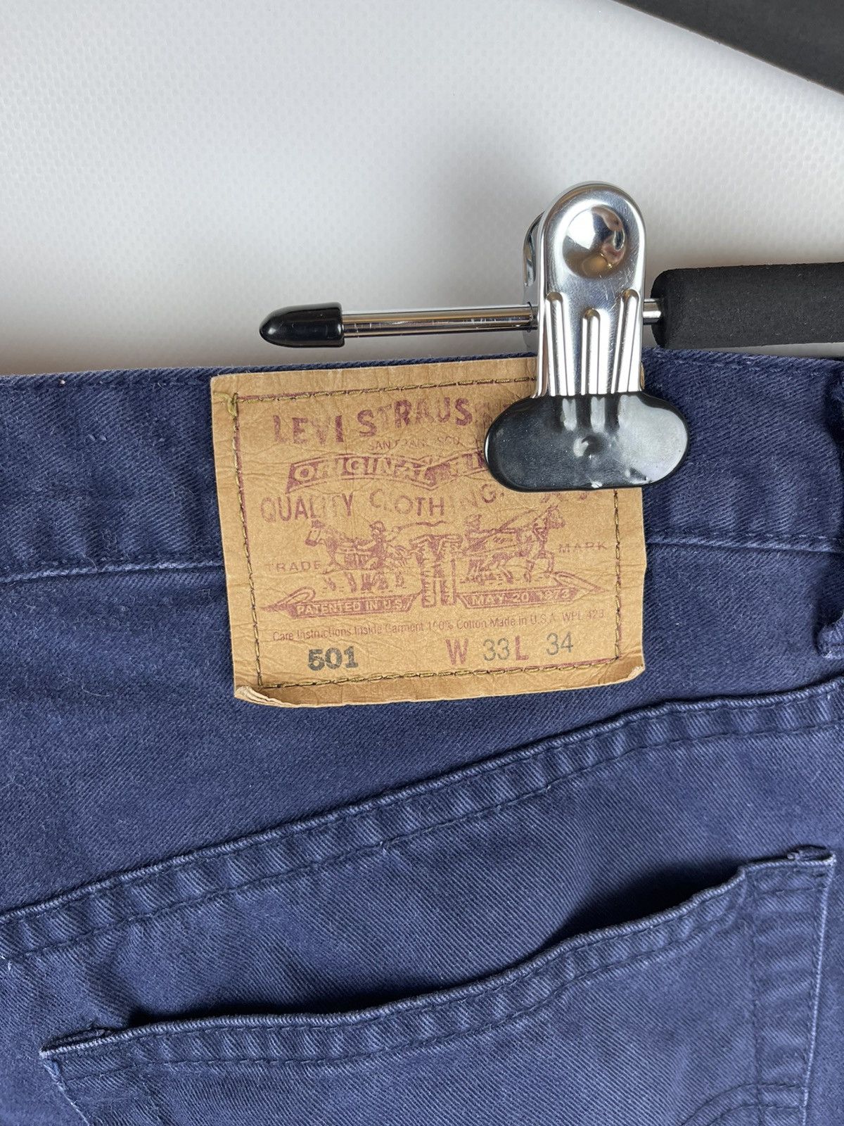 Levi's Levis 501 vintage 90s made in USA blue navy denim chino Size US 33 - 10 Thumbnail