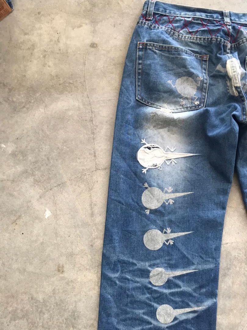 Japanese Brand SAN MARUICHI Japan Frog Evolution Distressed Denim Size US 32 / EU 48 - 14 Thumbnail