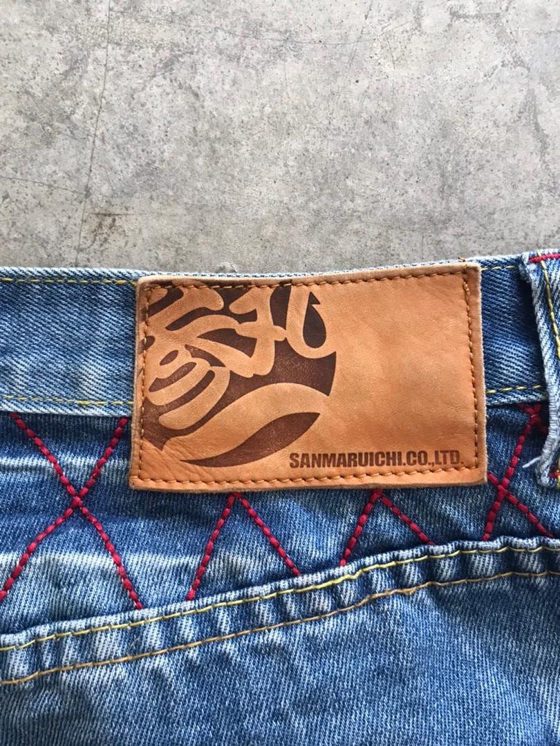 Japanese Brand SAN MARUICHI Japan Frog Evolution Distressed Denim Size US 32 / EU 48 - 4 Thumbnail