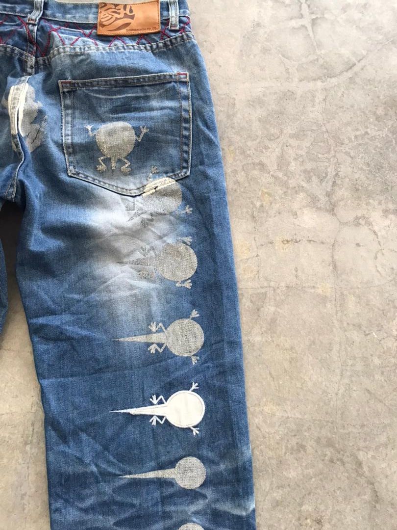 Japanese Brand SAN MARUICHI Japan Frog Evolution Distressed Denim Size US 32 / EU 48 - 11 Thumbnail