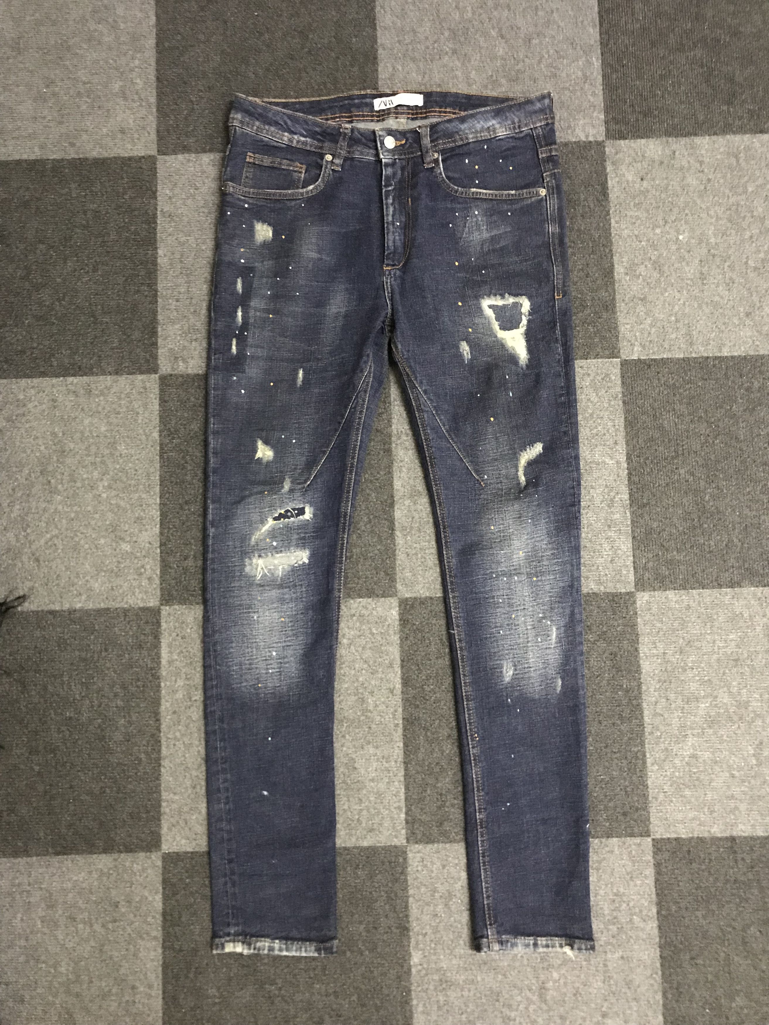 Art Comes First D112 ZARA Patchwork Painter Skinny Jeans Size US 32 / EU 48 - 3 Thumbnail