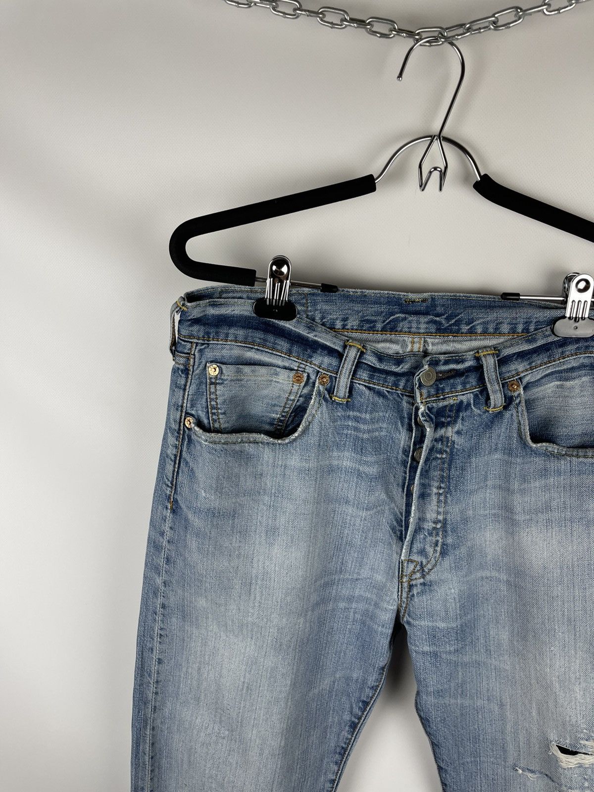 Levi's Levi’s 501 vintage blue distressed denim jeans pants Size US 33 - 3 Thumbnail
