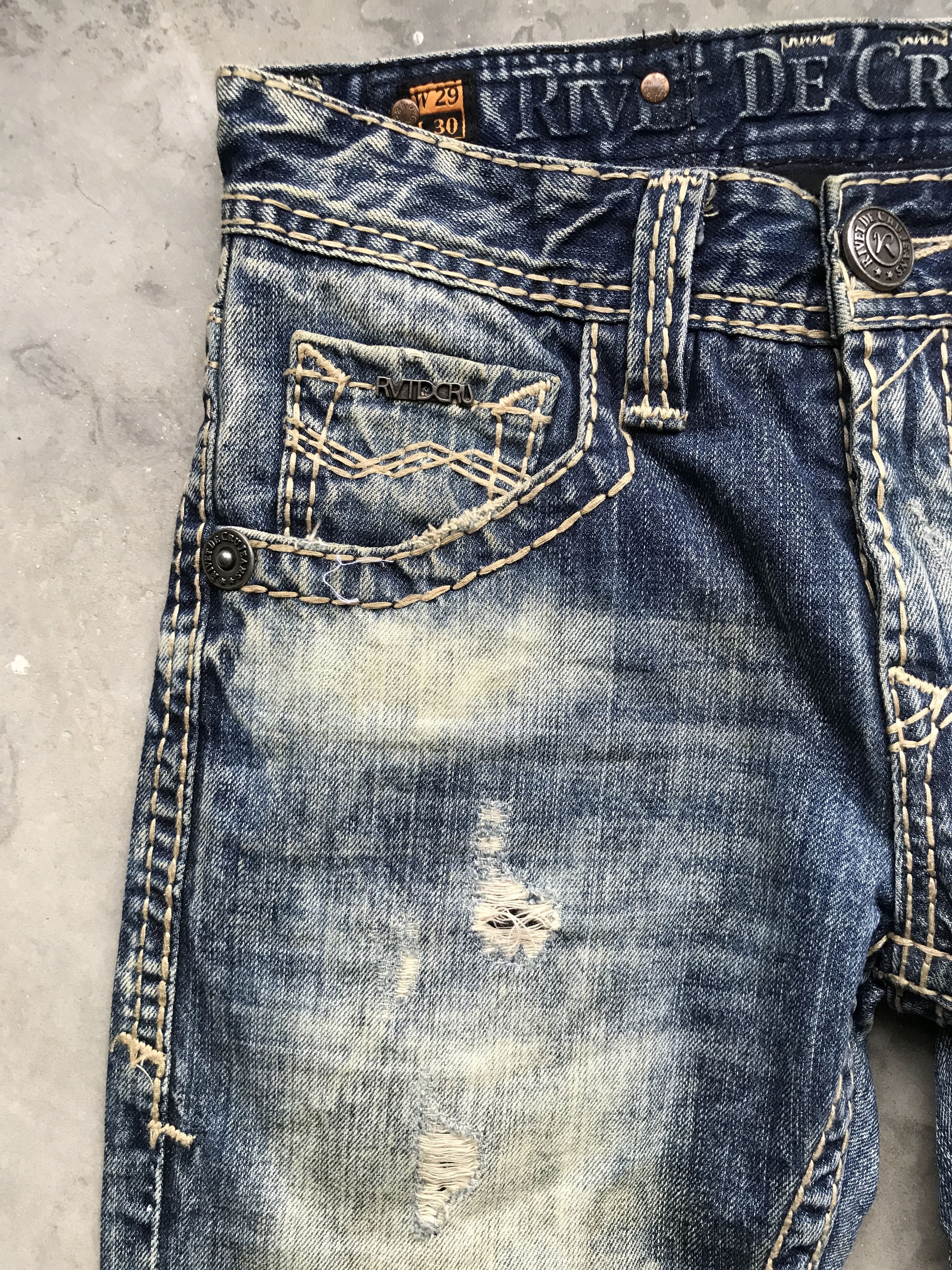 Japanese Brand D54 RIVET DE CRU Skinny Distressed Faded Jeans Size US 29 - 9 Thumbnail