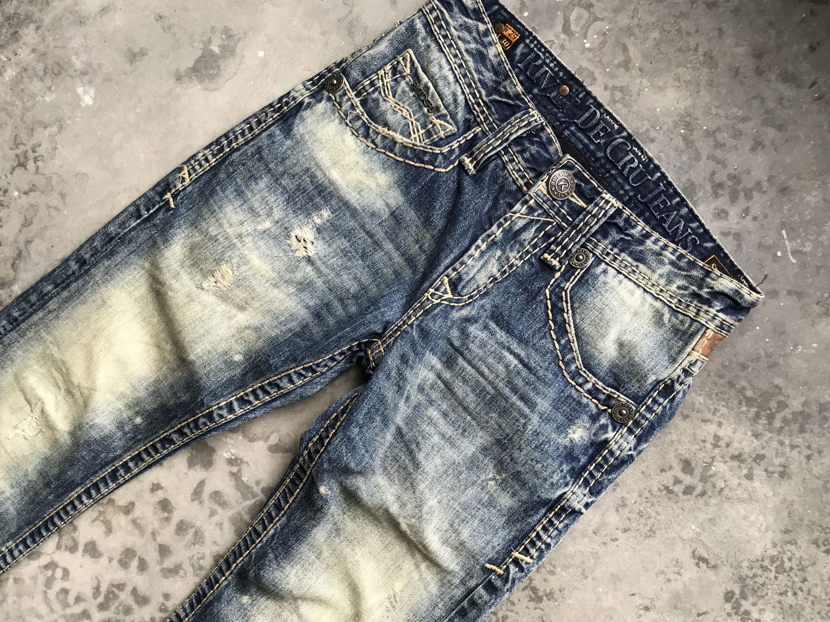 Japanese Brand D54 RIVET DE CRU Skinny Distressed Faded Jeans Size US 29 - 5 Thumbnail