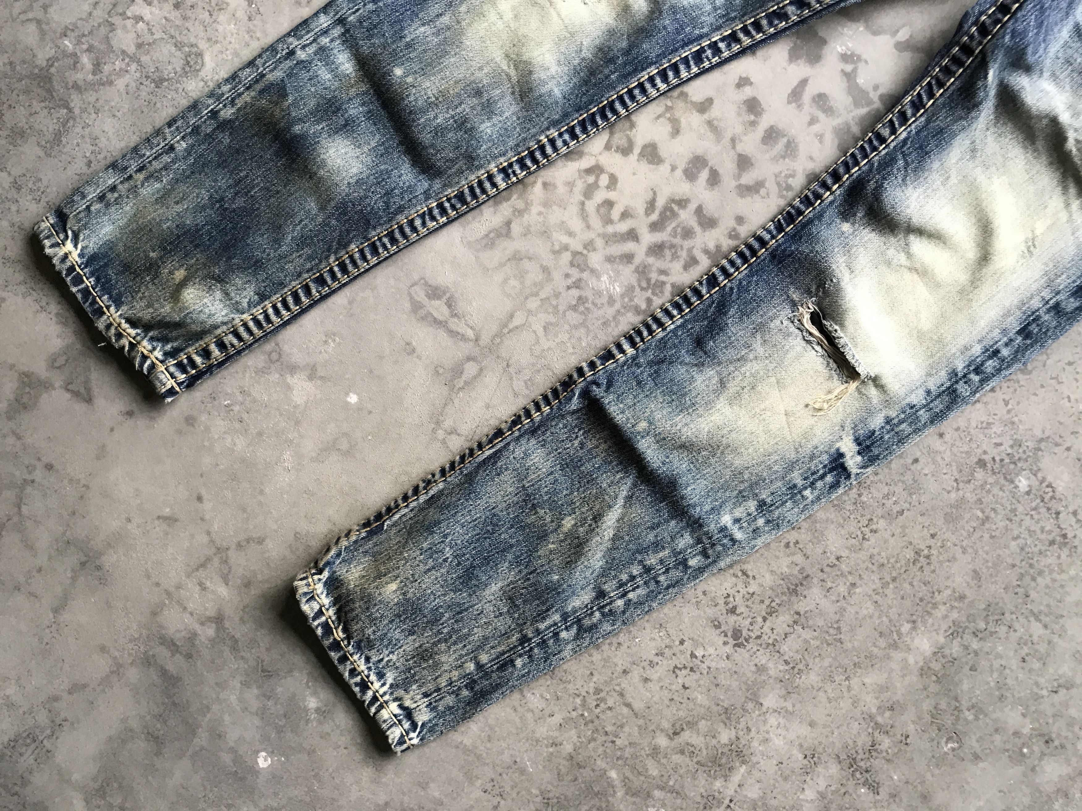 Japanese Brand D54 RIVET DE CRU Skinny Distressed Faded Jeans Size US 29 - 6 Thumbnail