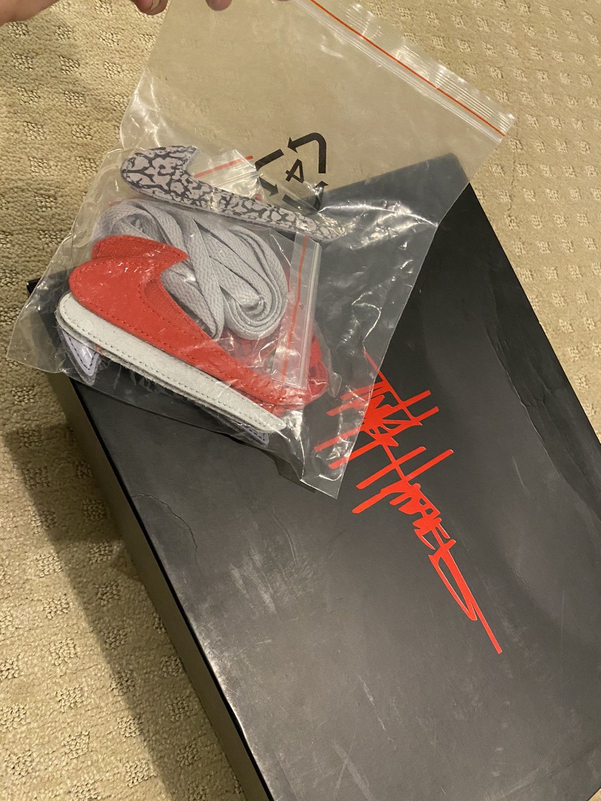 Jordan Brand Nike Air Jordan x Tinker Hadfield Retro 3 Red & White Size US 12 / EU 45 - 7 Thumbnail