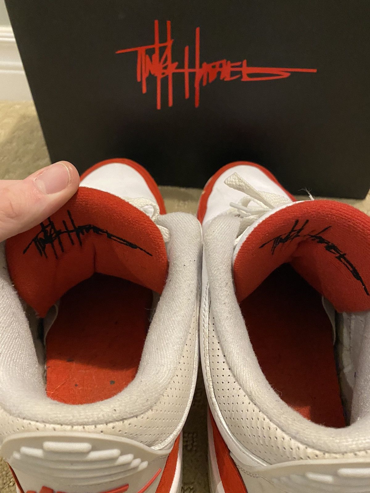 Jordan Brand Nike Air Jordan x Tinker Hadfield Retro 3 Red & White Size US 12 / EU 45 - 6 Thumbnail