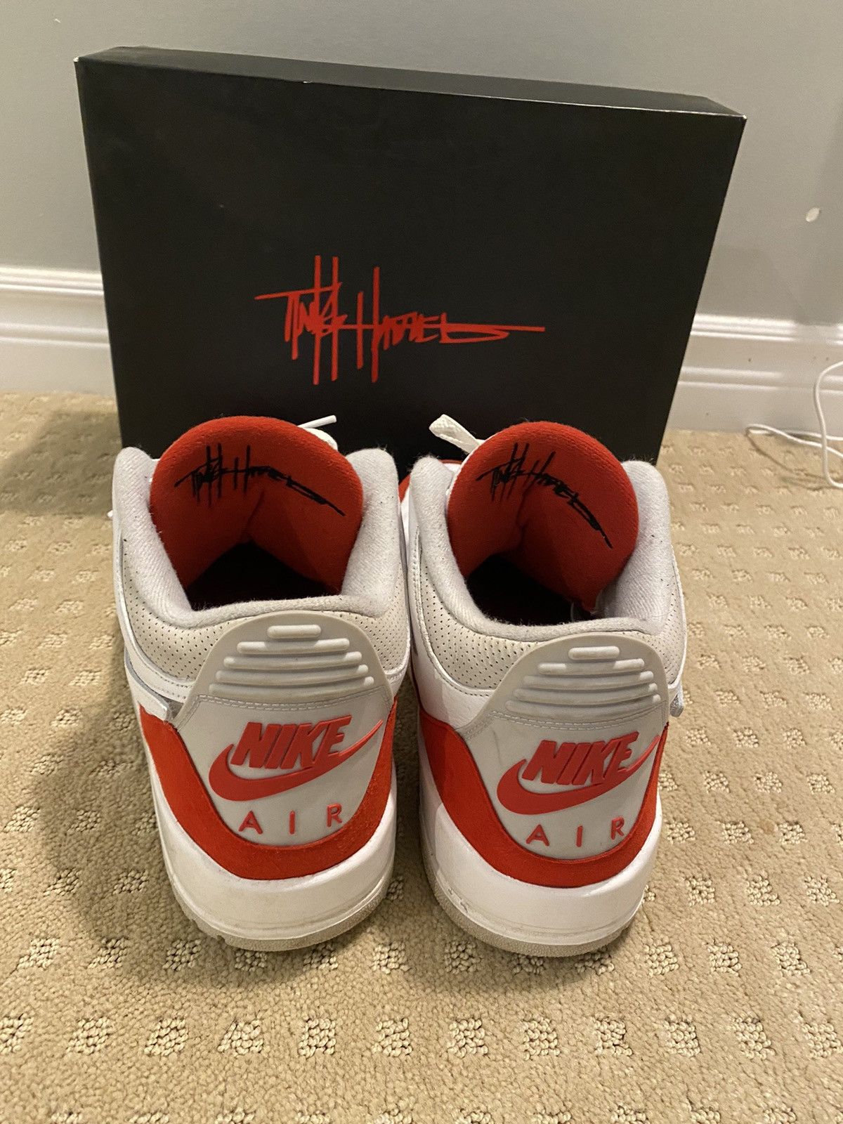 Jordan Brand Nike Air Jordan x Tinker Hadfield Retro 3 Red & White Size US 12 / EU 45 - 4 Thumbnail