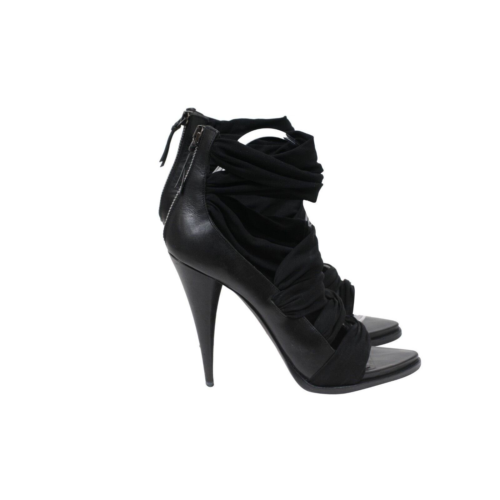 Givenchy Black Leather Jersey Wrap Sandals Size US 8.5 / IT 38.5 - 8 Thumbnail