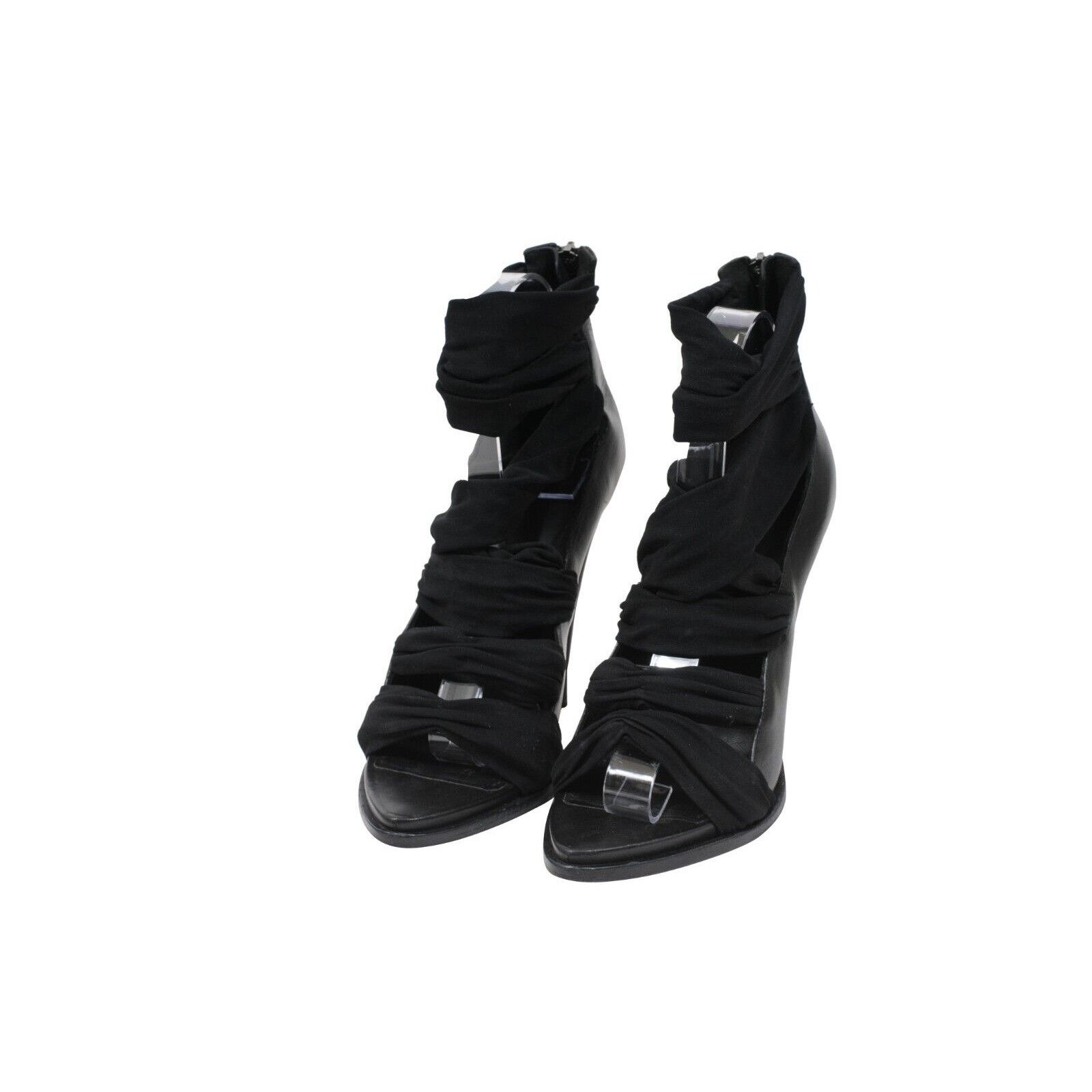Givenchy Black Leather Jersey Wrap Sandals Size US 8.5 / IT 38.5 - 3 Thumbnail