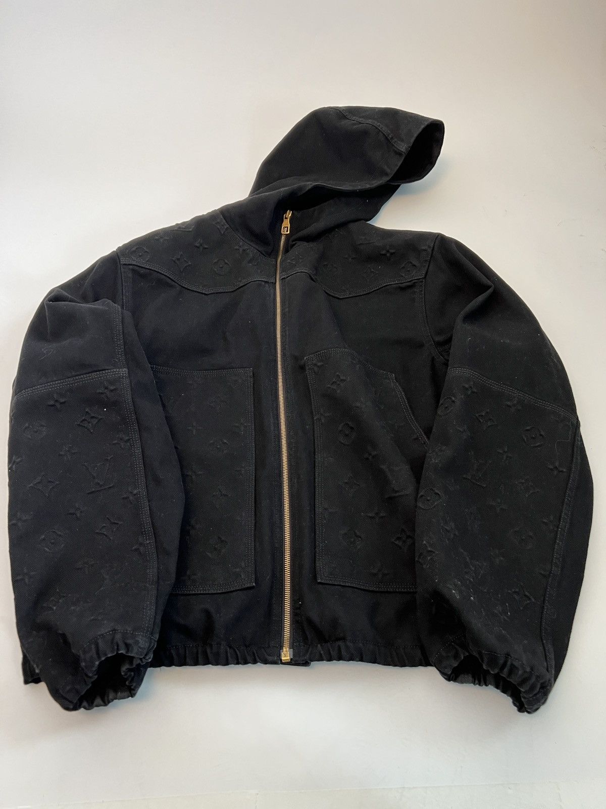 Louis Vuitton 2022 Monogram Details Hooded Denim Jacket w/ Tags - Black  Outerwear, Clothing - LOU580630