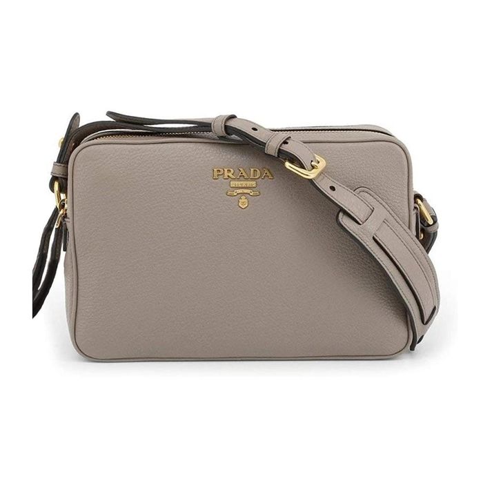 Prada Prada Argilla Grey Vitello Phenix Leather Double Zip Cross Body ...