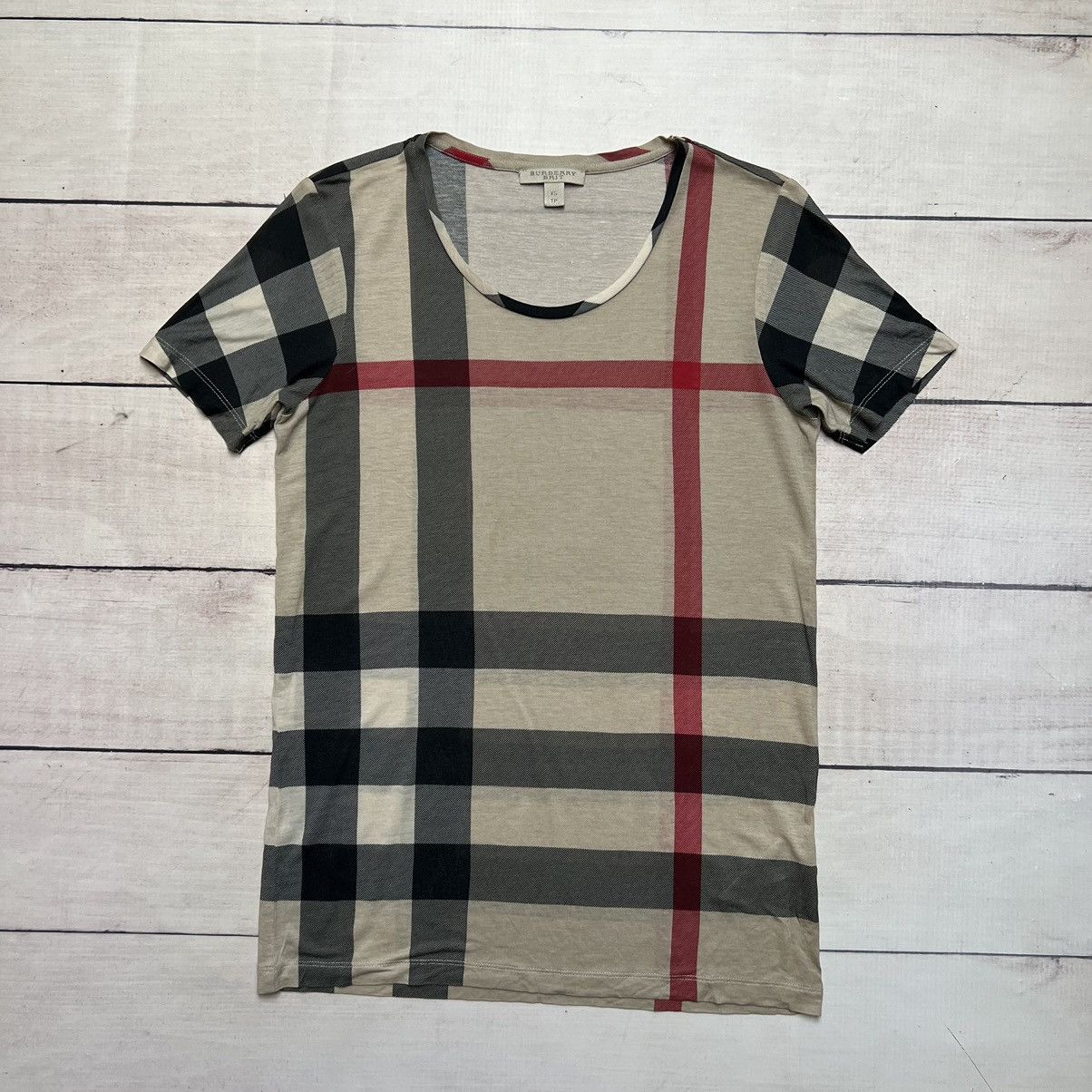 Burberry × Designer Burberry Check Checkered Tee Tshirt Size XS / US 0-2 / IT 36-38 - 1 Thumbnail
