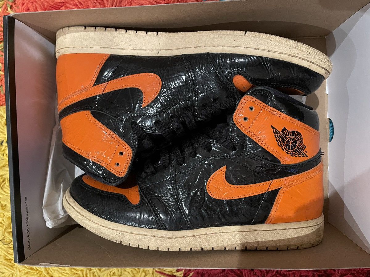 image of Jordan Nike Air Jordan 1 Retro High OG Shattered Backboard Shoes in Orange, Men's (Size 10)