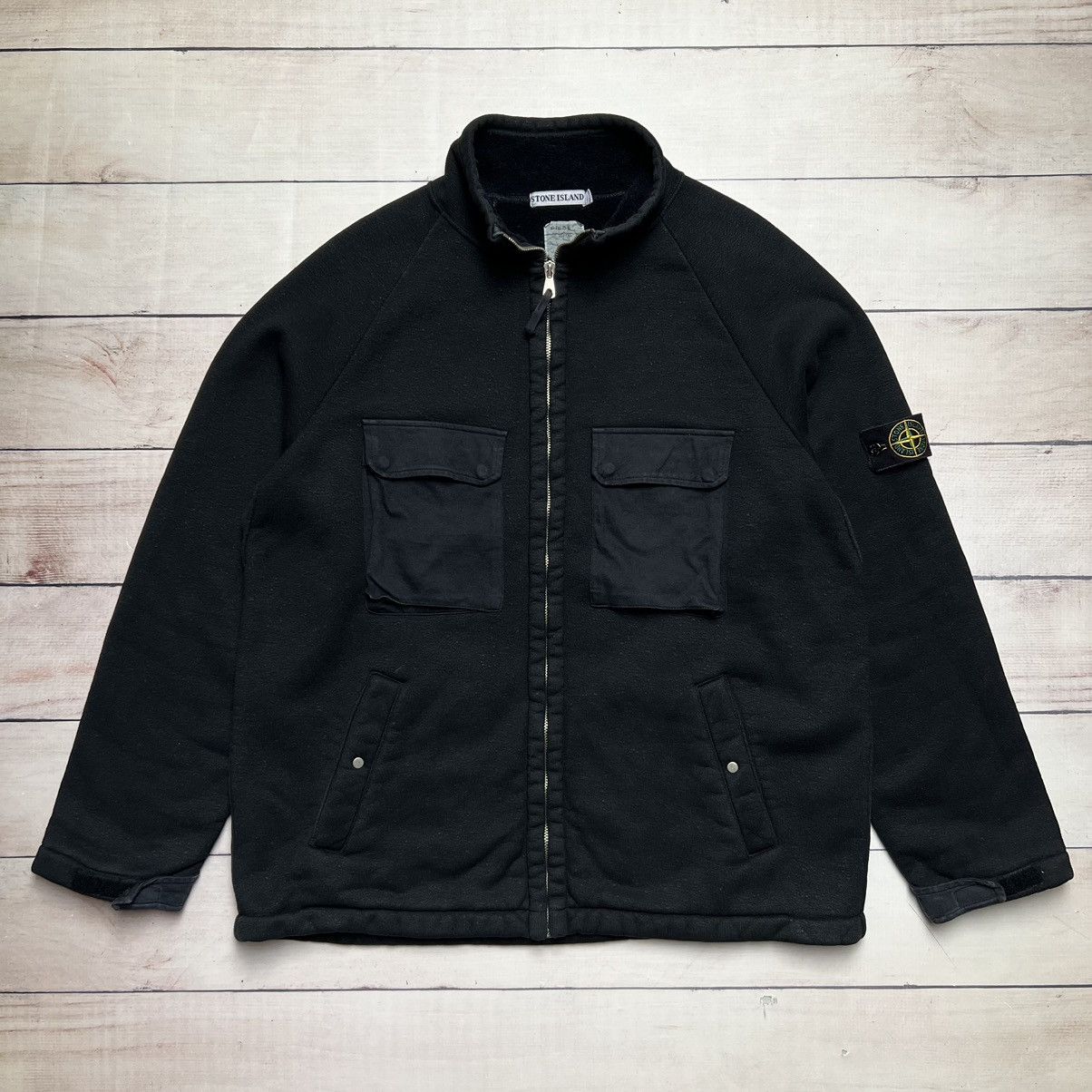 Image of Stone Island 1999 Heavy Jacket Sweatshirt Sherpa in Black, Men's (Size 2XL)