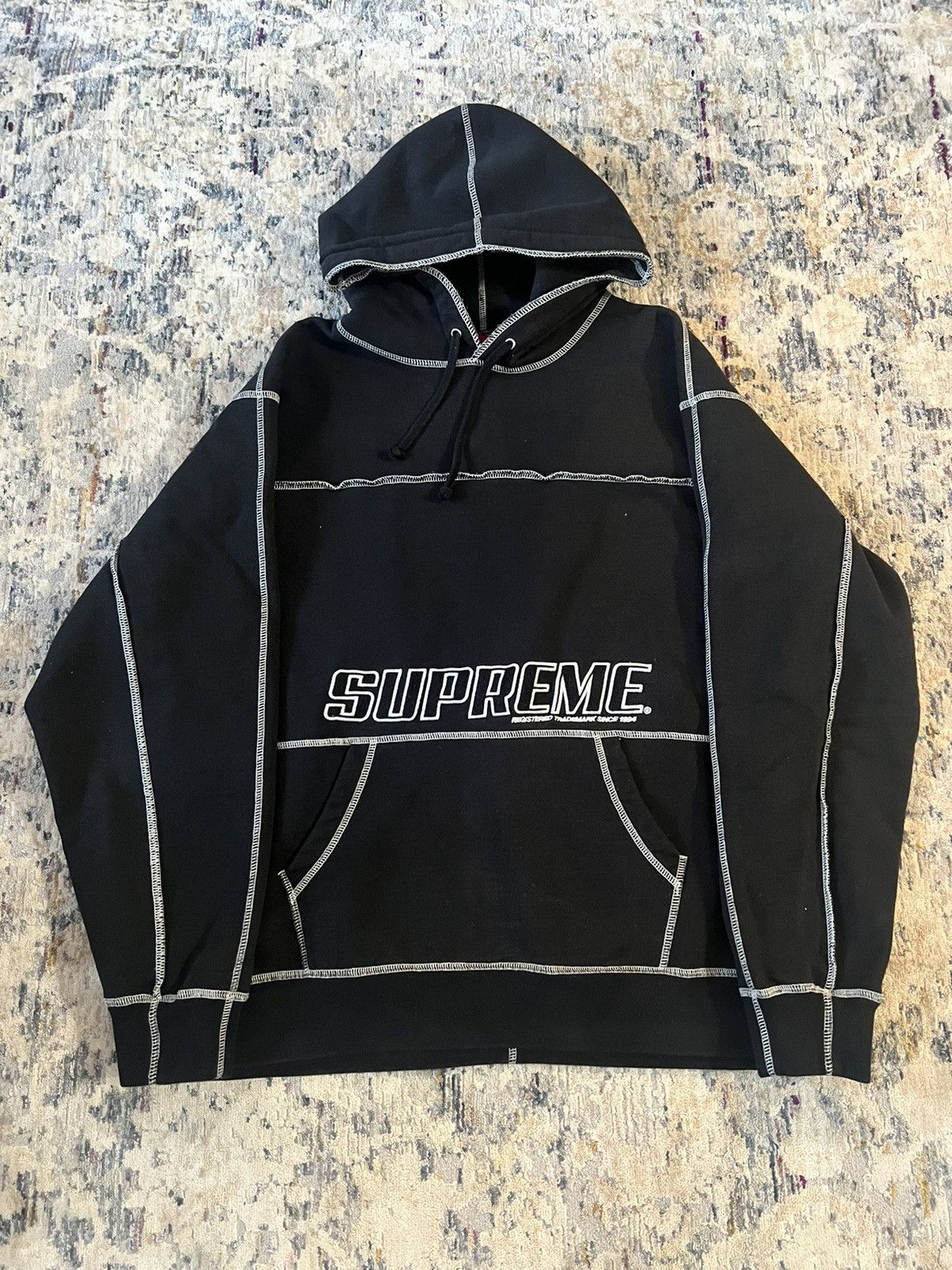 Supreme Coverstitch Hooded Sweatshirt Black Men's - SS22 - US