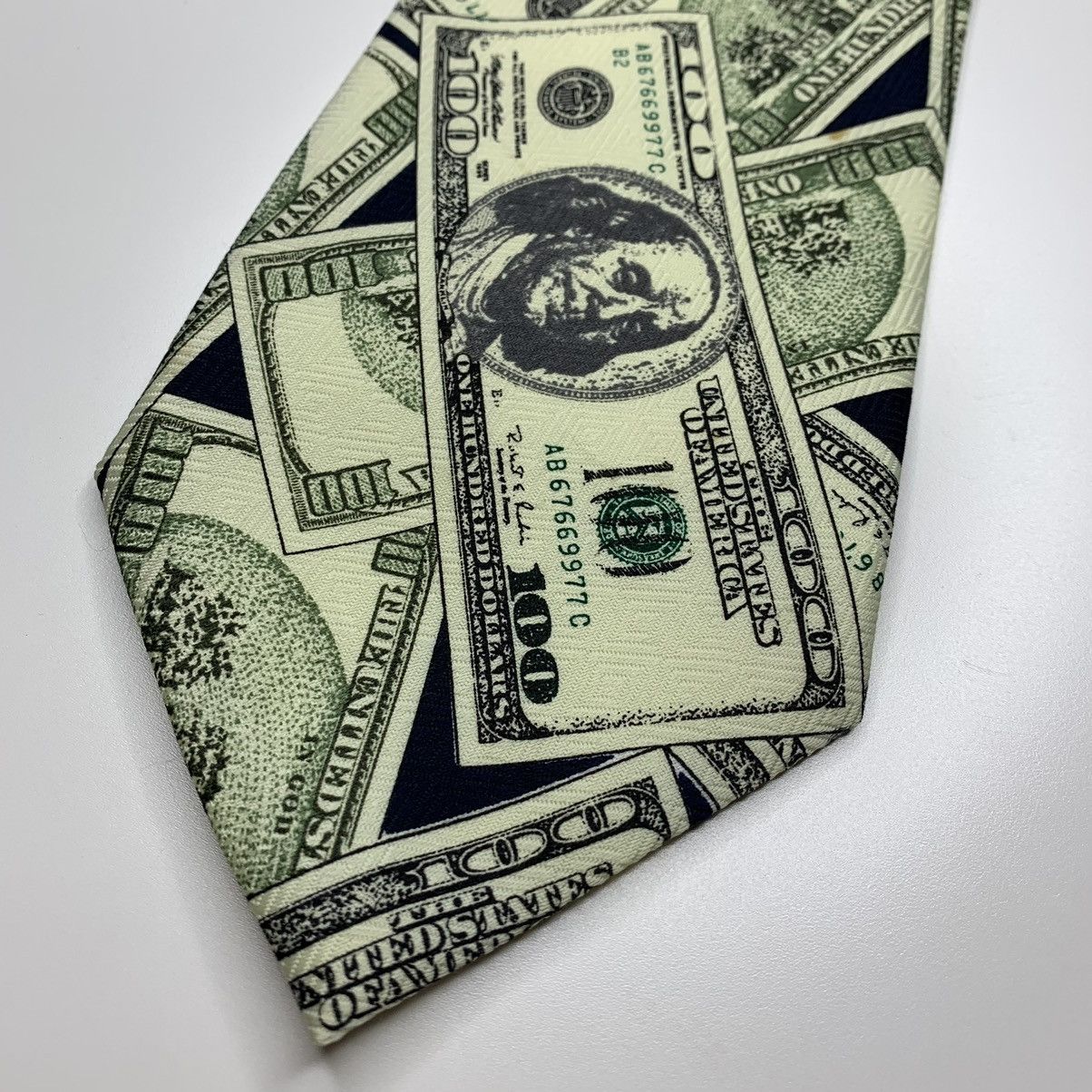 Vintage Korea Luxury Tie 1997 Big Bucks Hand Made Pascal Size ONE SIZE - 10 Thumbnail