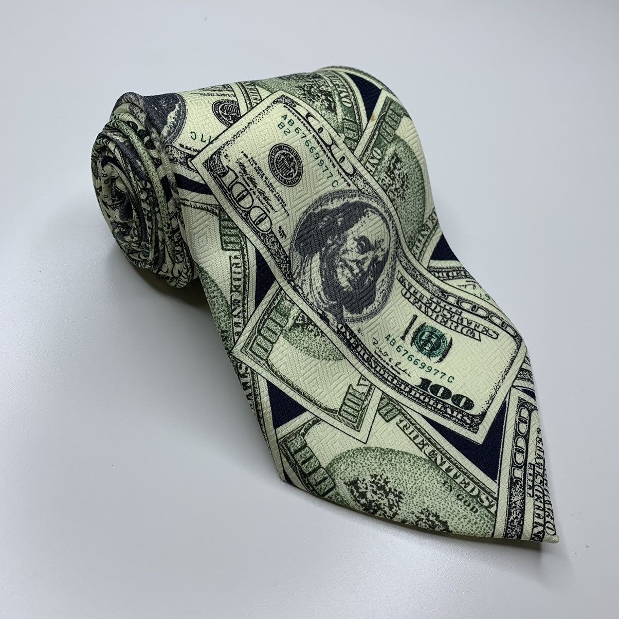 Vintage Korea Luxury Tie 1997 Big Bucks Hand Made Pascal Size ONE SIZE - 1 Thumbnail