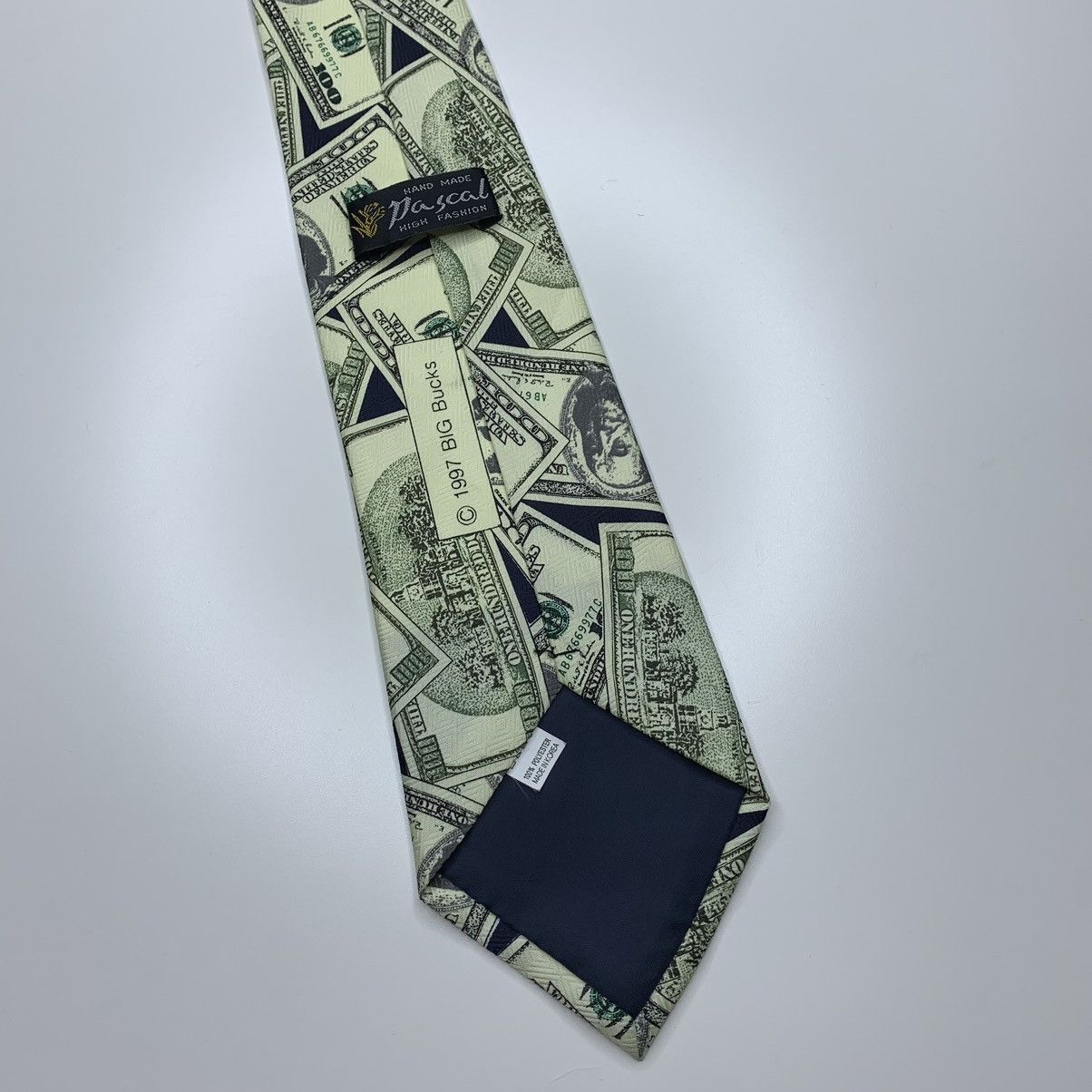 Vintage Korea Luxury Tie 1997 Big Bucks Hand Made Pascal Size ONE SIZE - 8 Thumbnail