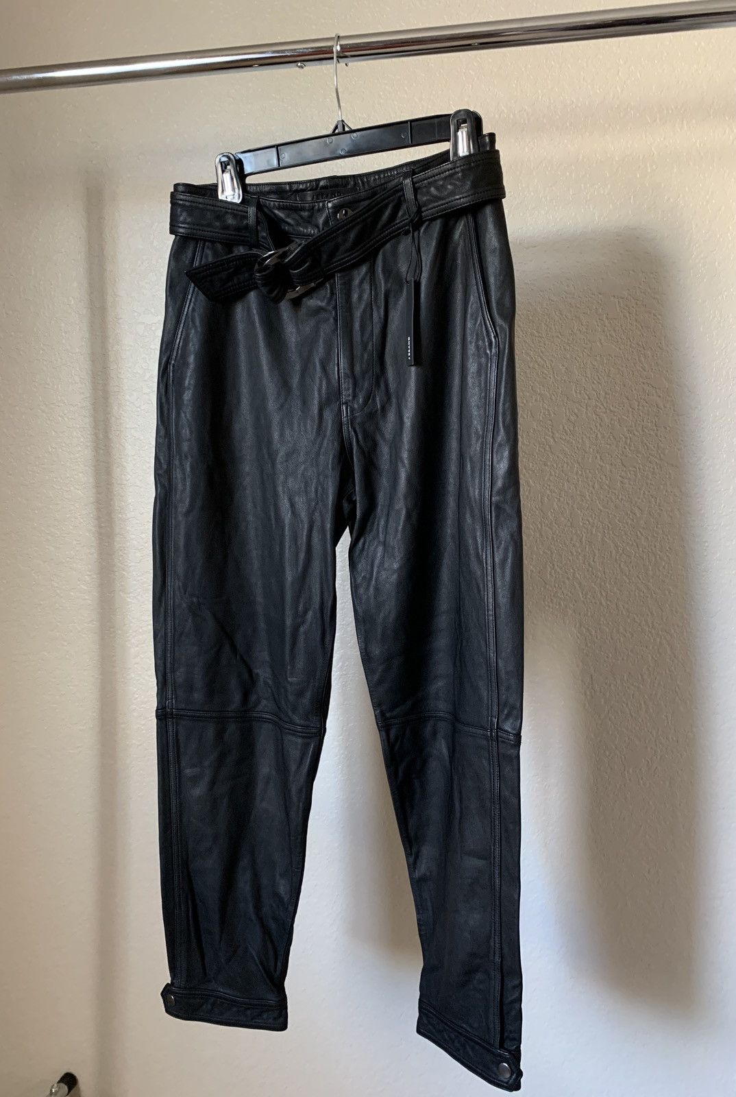 J Brand $1200 Jonah High Rise Black Lamb Leather Pants Size US 28 / EU 44 - 4 Thumbnail