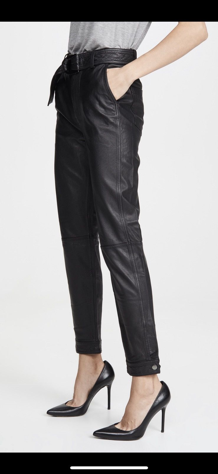 J Brand $1200 Jonah High Rise Black Lamb Leather Pants Size US 28 / EU 44 - 3 Thumbnail
