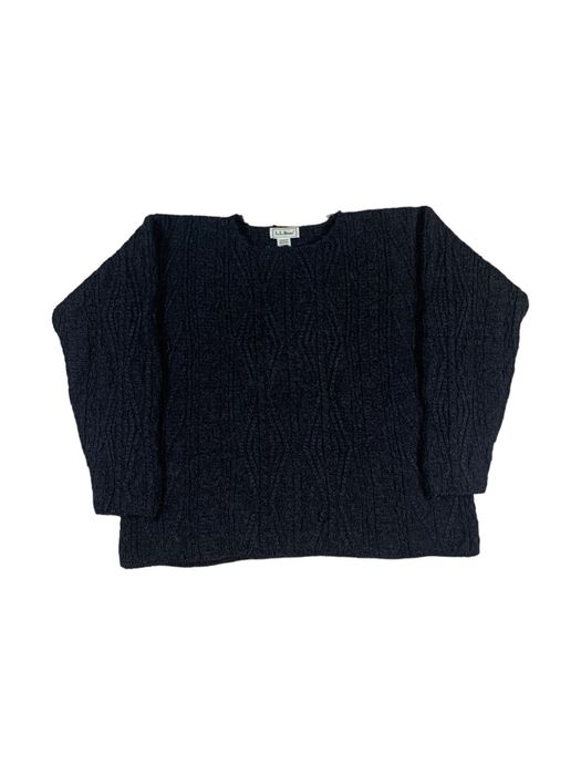 Vintage Vintage LL Bean Wool Cable Knit Sweater Black | Grailed