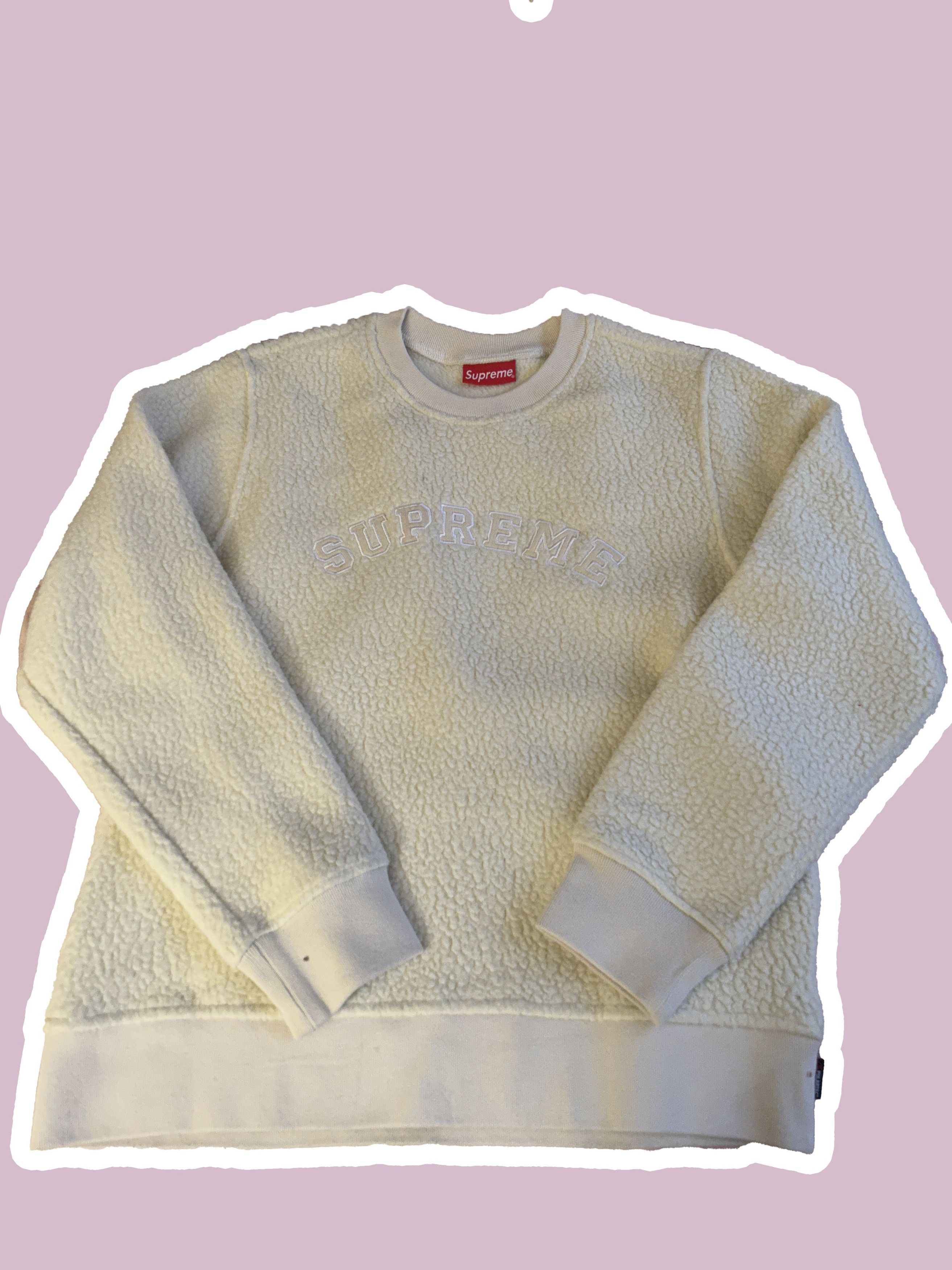 Supreme polartec crewneck deep lined fleece cream pile F/W 17 Size US M / EU 48-50 / 2 - 2 Thumbnail