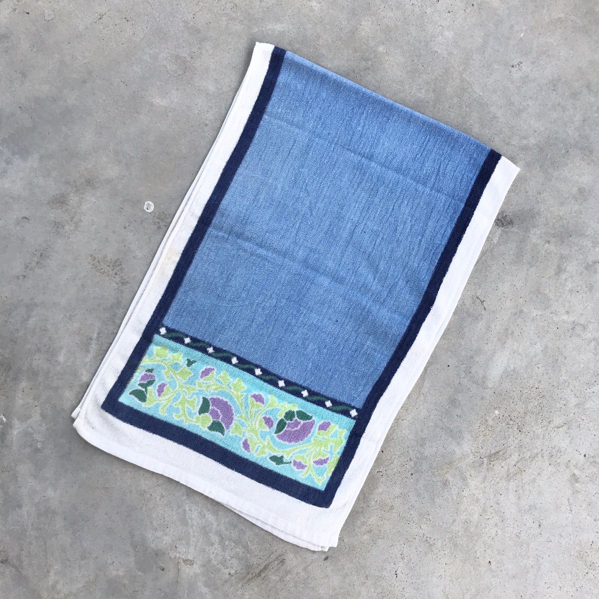 Japanese Brand × Vintage × Yves Saint Laurent Yves Saint Laurent Hand Towel Flowers Blue Size ONE SIZE - 2 Thumbnail
