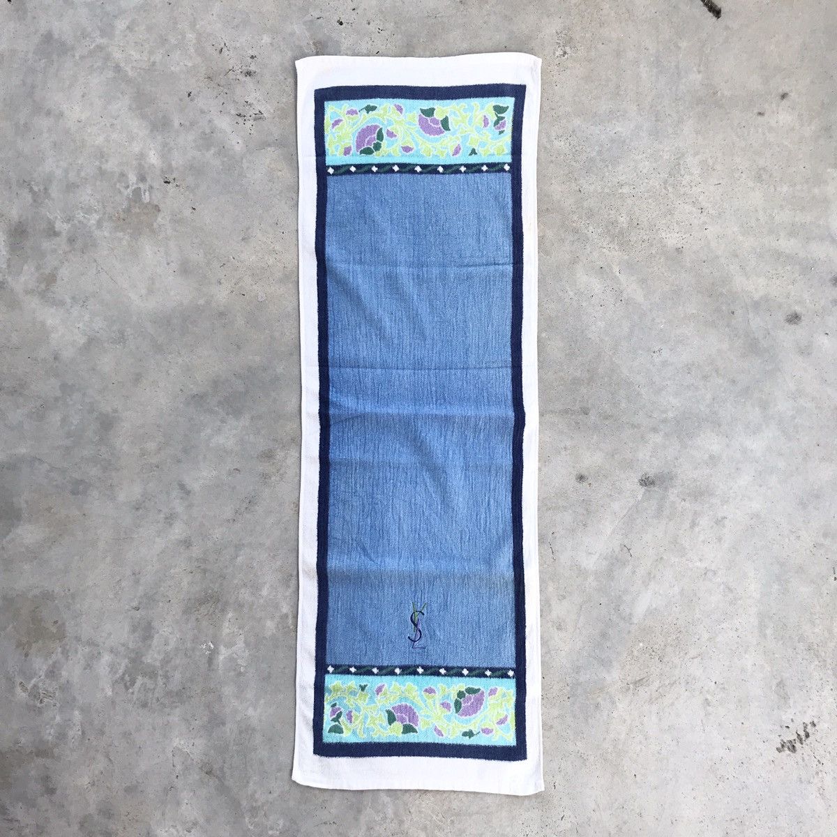 Japanese Brand × Vintage × Yves Saint Laurent Yves Saint Laurent Hand Towel Flowers Blue Size ONE SIZE - 4 Thumbnail