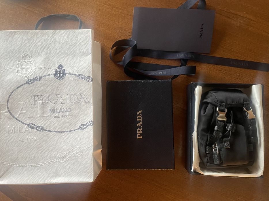 Prada mini backpack on sale keychain