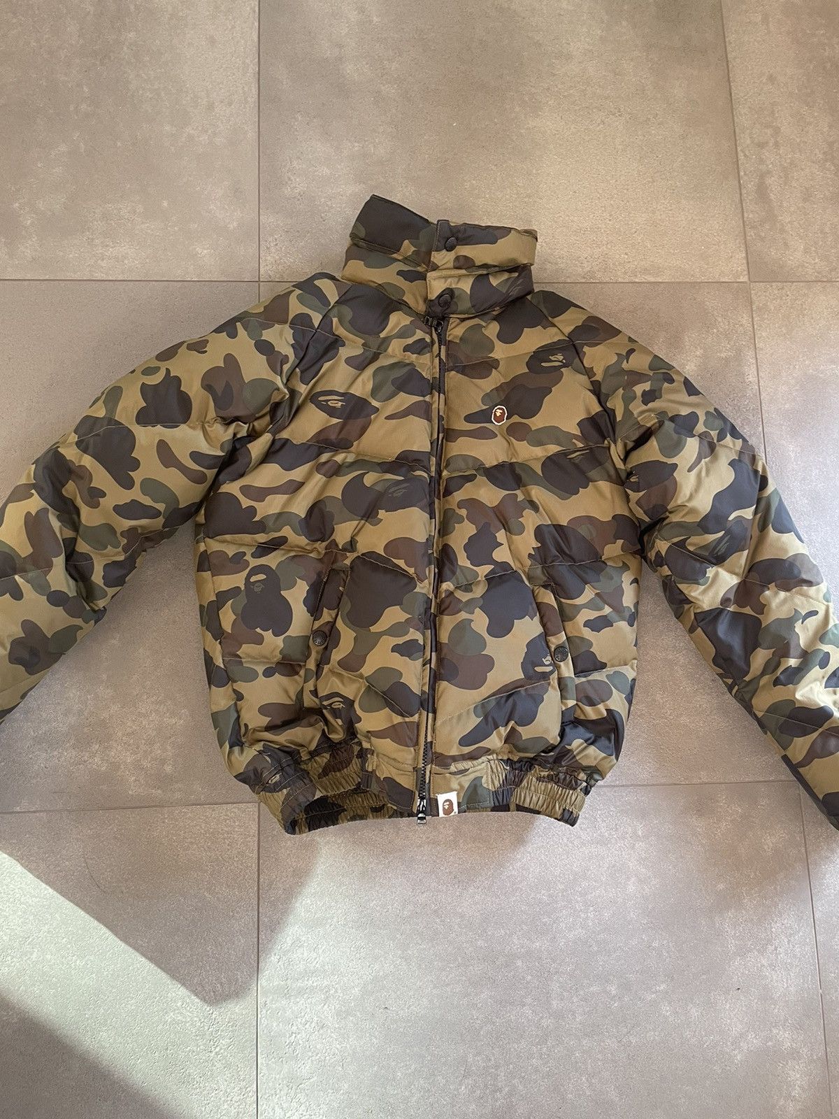 image of Bape 1St Camo Down Jacket in Green, Men's (Size Small)