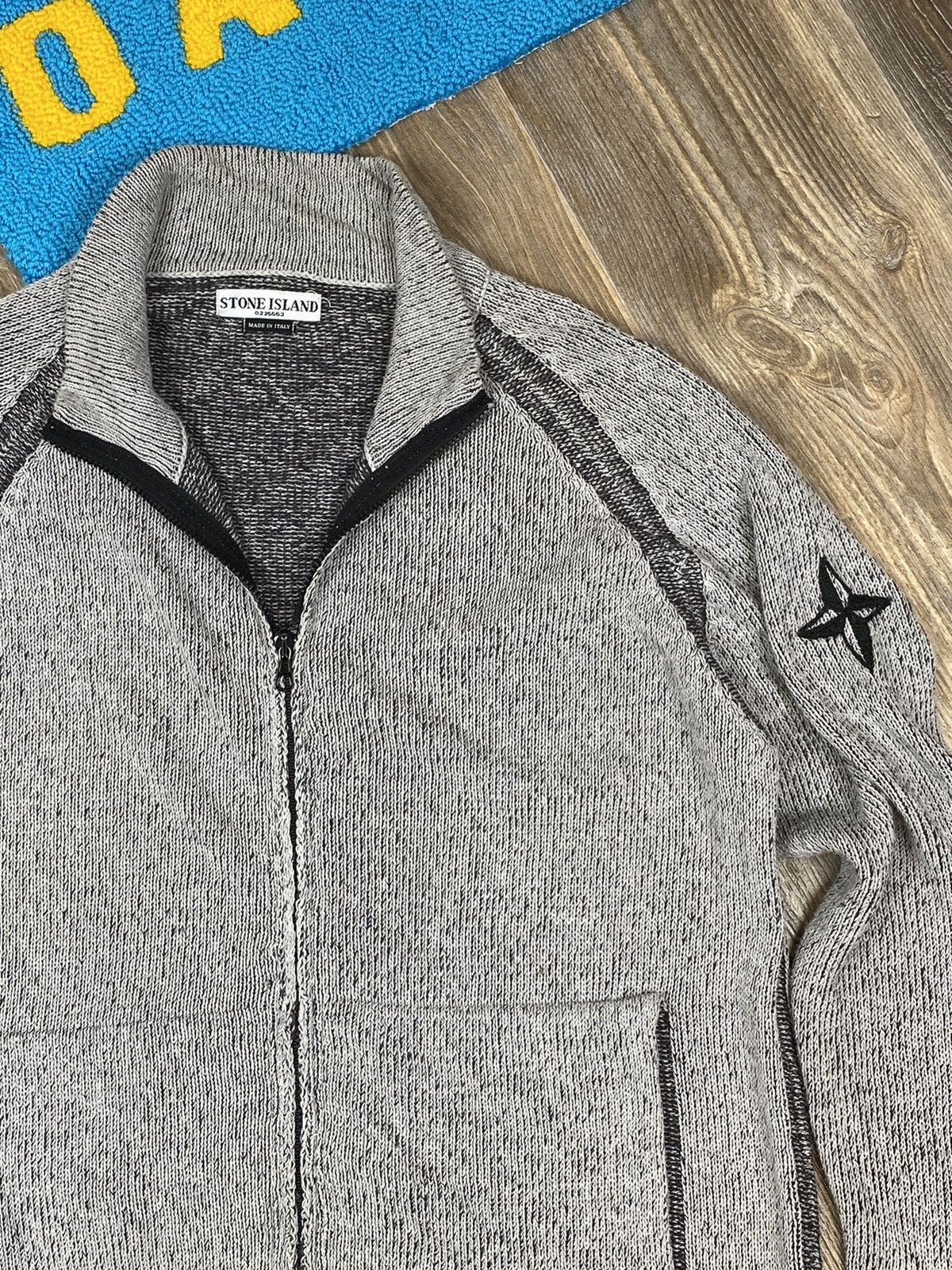 Stone Island Vintage Stone Island full zip logo wool/linen rare sweater Size US L / EU 52-54 / 3 - 5 Thumbnail