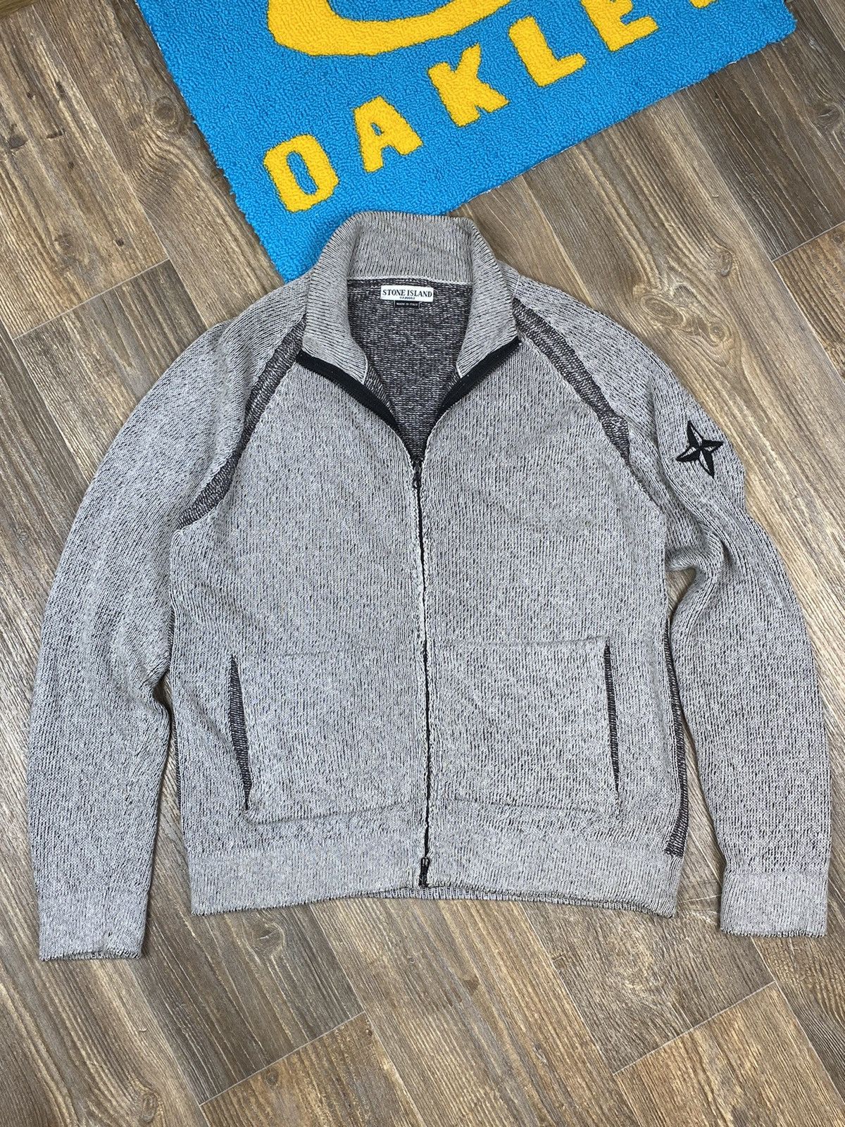 Stone Island Vintage Stone Island full zip logo wool/linen rare sweater Size US L / EU 52-54 / 3 - 18 Thumbnail