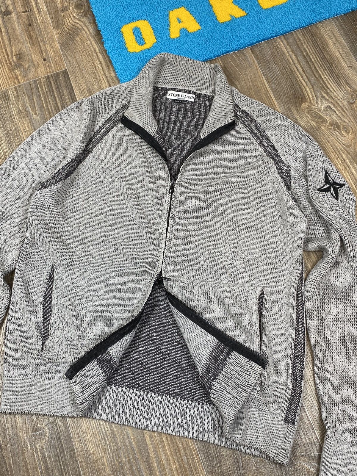 Stone Island Vintage Stone Island full zip logo wool/linen rare sweater Size US L / EU 52-54 / 3 - 10 Thumbnail