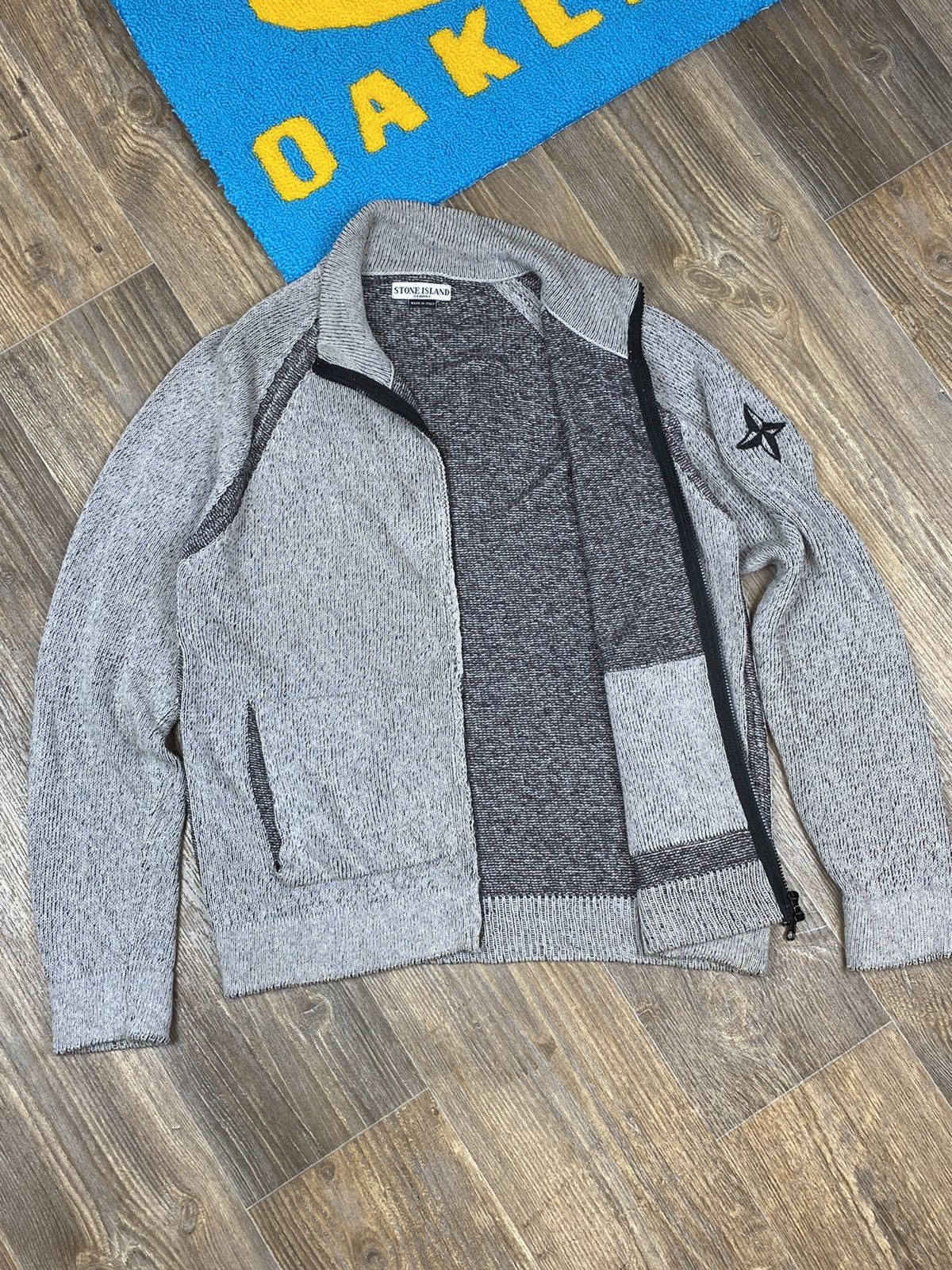 Stone Island Vintage Stone Island full zip logo wool/linen rare sweater Size US L / EU 52-54 / 3 - 11 Thumbnail