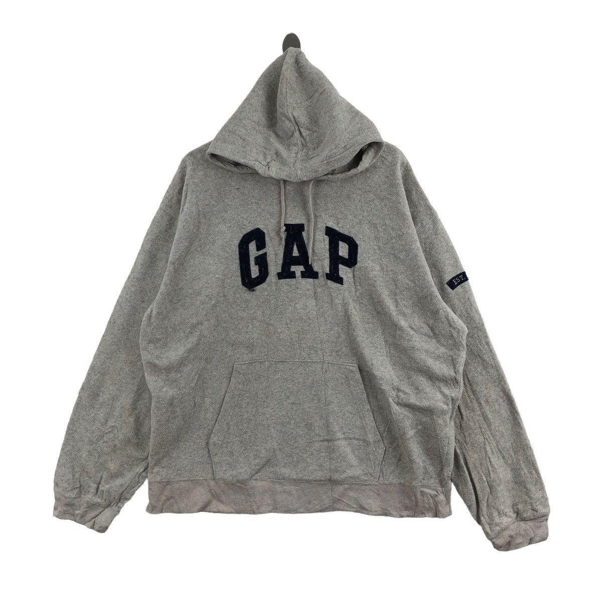 image of Gap Fleece Hoodies Big Logo Embroidered Pullover in Grey, Men's (Size XL)