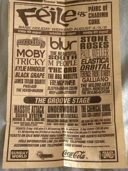 Band Tees VINTAGE FEILE CORK 1995 the prodigy / blur / stone roses tee Size US XS / EU 42 / 0 - 9 Thumbnail