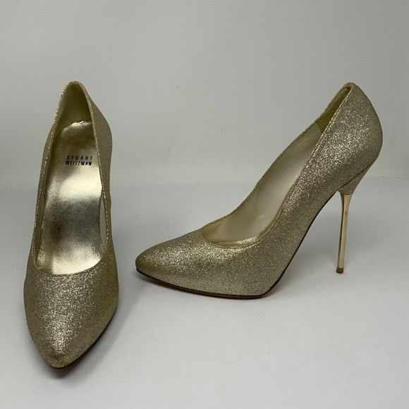 Stuart Weitzman Stuart Weitzman Sabbia Gold Glitter Metallic Stiletto