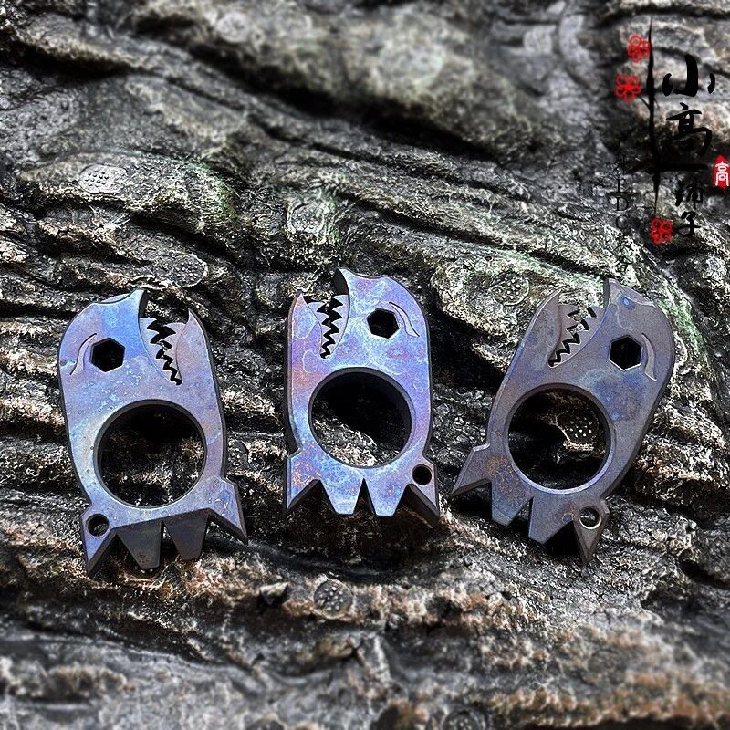 Titanium Shark Pendant Charms Necklace Keyring Accessories