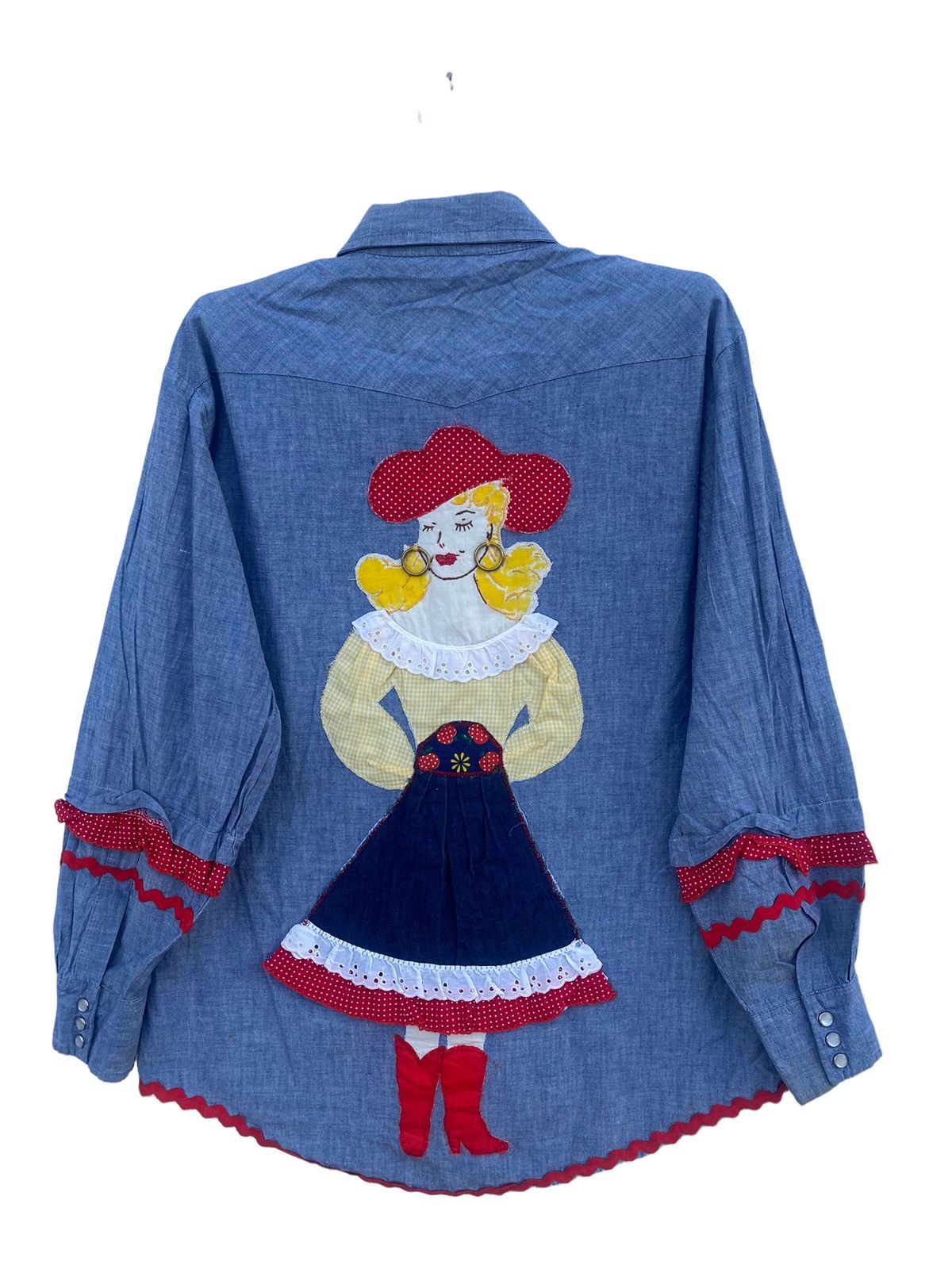 Japanese Brand Vintage 70s/80s Chambray Patchwork Shirt Size US L / EU 52-54 / 3 - 2 Thumbnail
