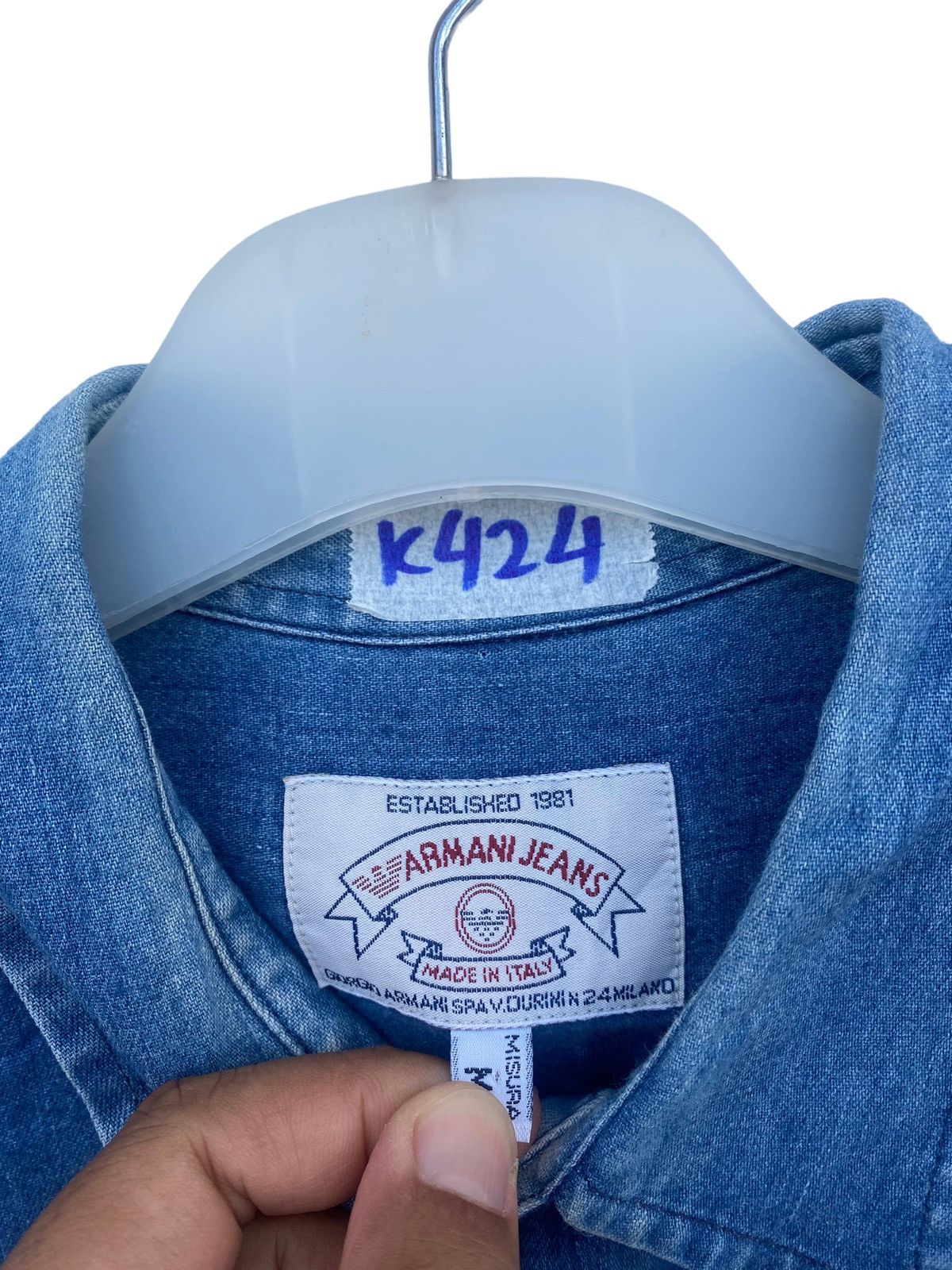 Armani Vintage Armani Jeans Sun Faded Chambray Size US M / EU 48-50 / 2 - 5 Thumbnail
