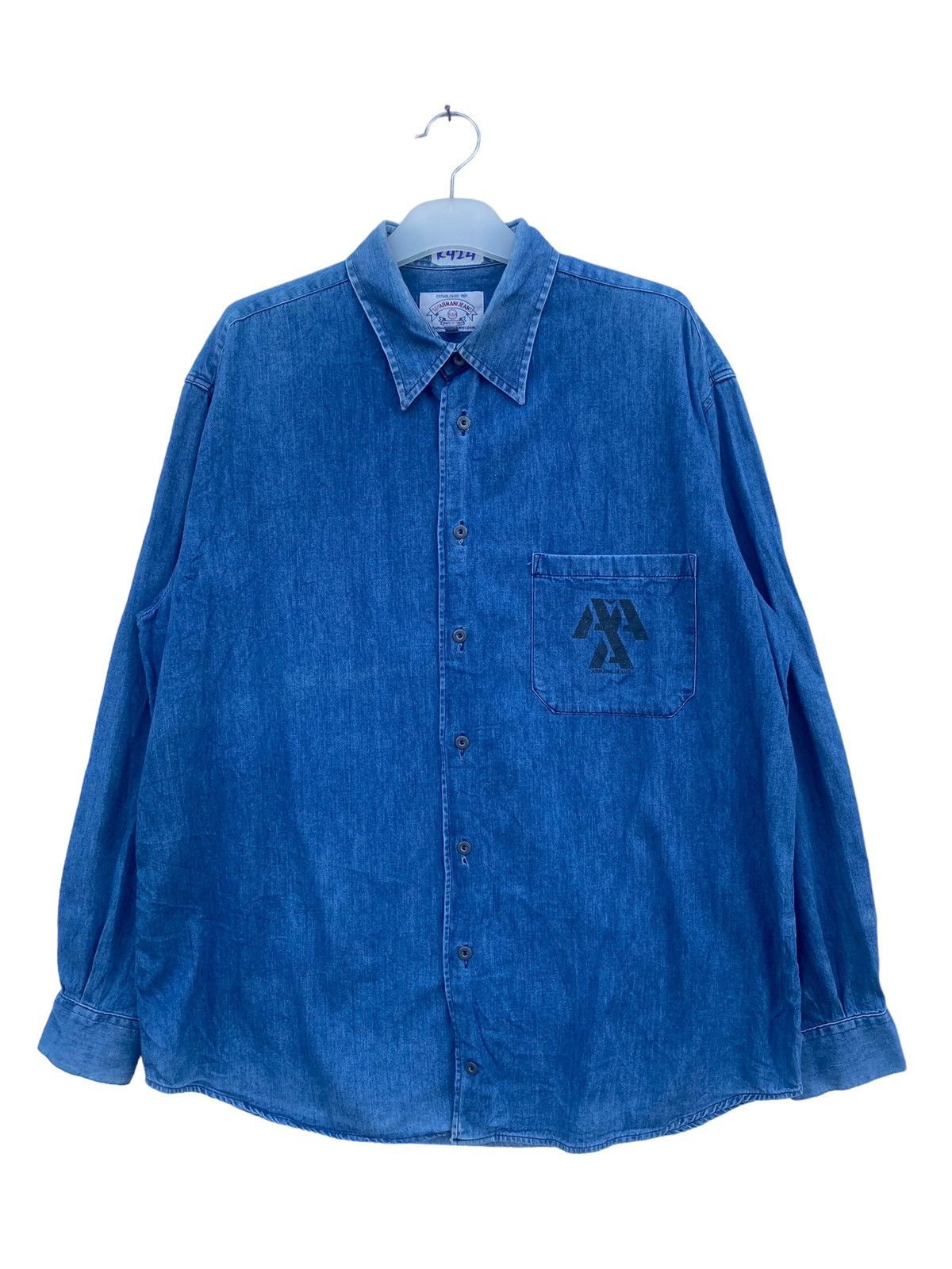 Armani Vintage Armani Jeans Sun Faded Chambray Size US M / EU 48-50 / 2 - 1 Thumbnail